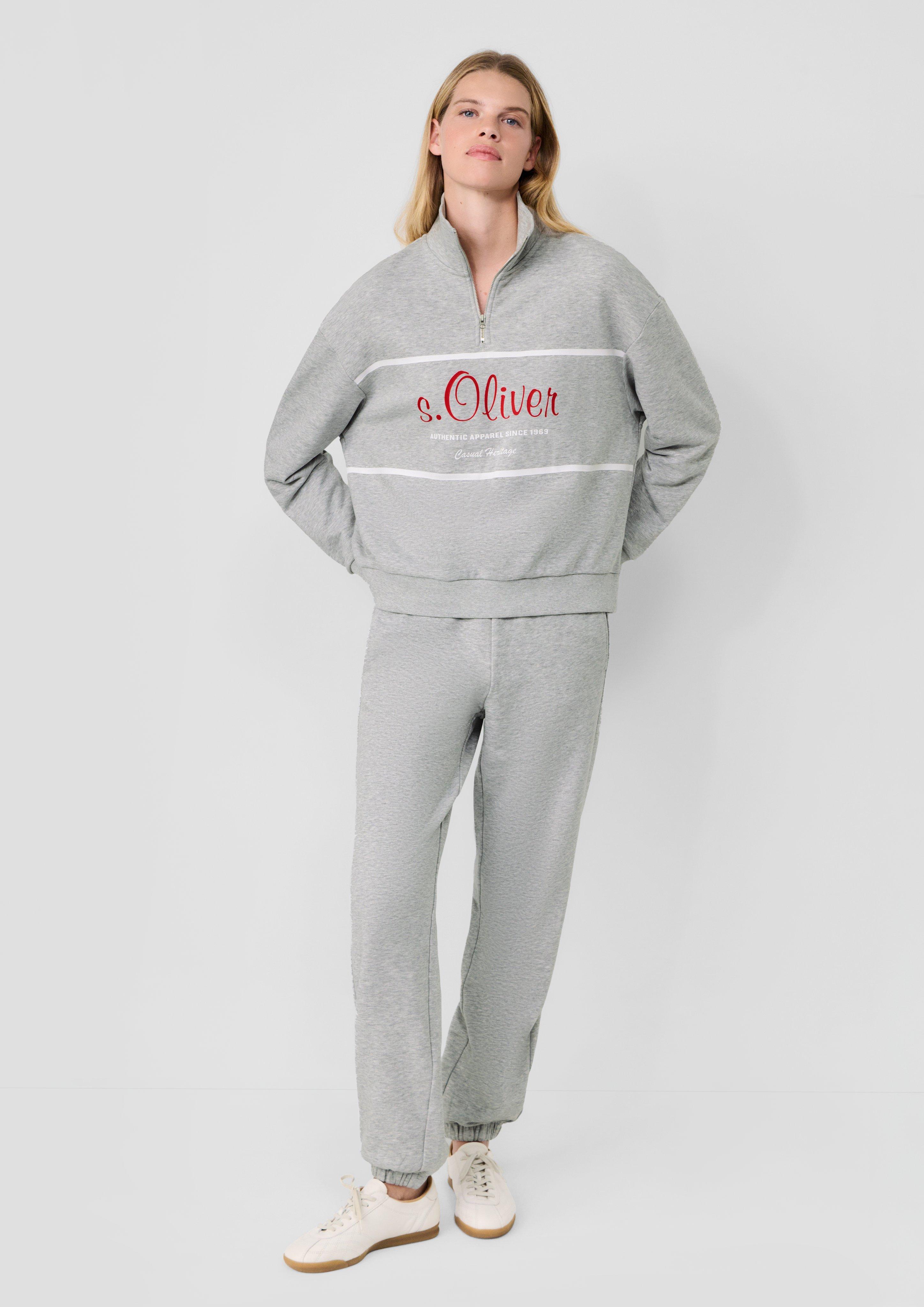 Femmes s.Oliver x Heidi Klum : sweat-shirt camionneur à logo en gris de s.Oliver
