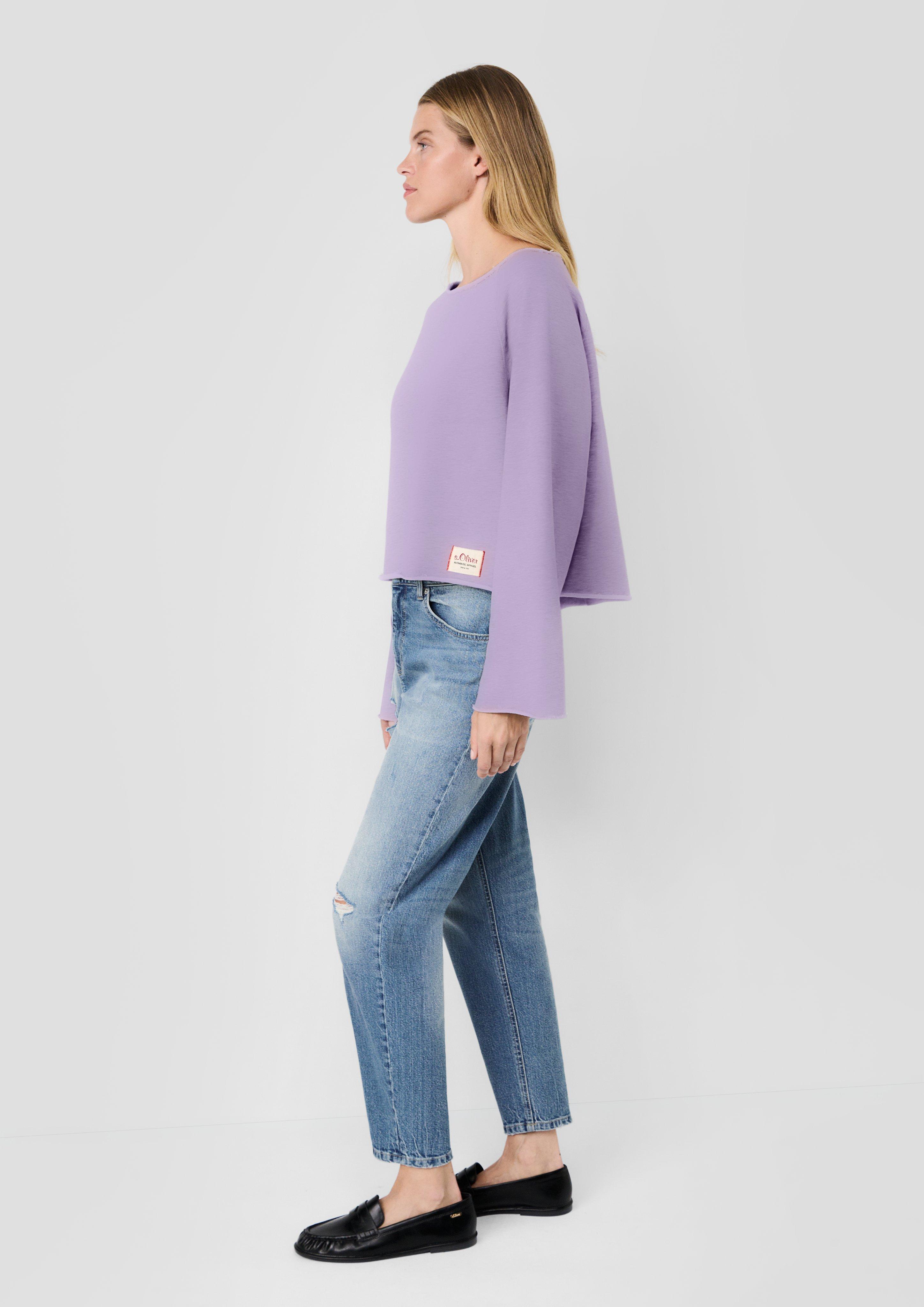 Femmes s.Oliver x Heidi Klum : sweat-shirt à épaules dénudées et logo appliqué en violet de s.Oliver