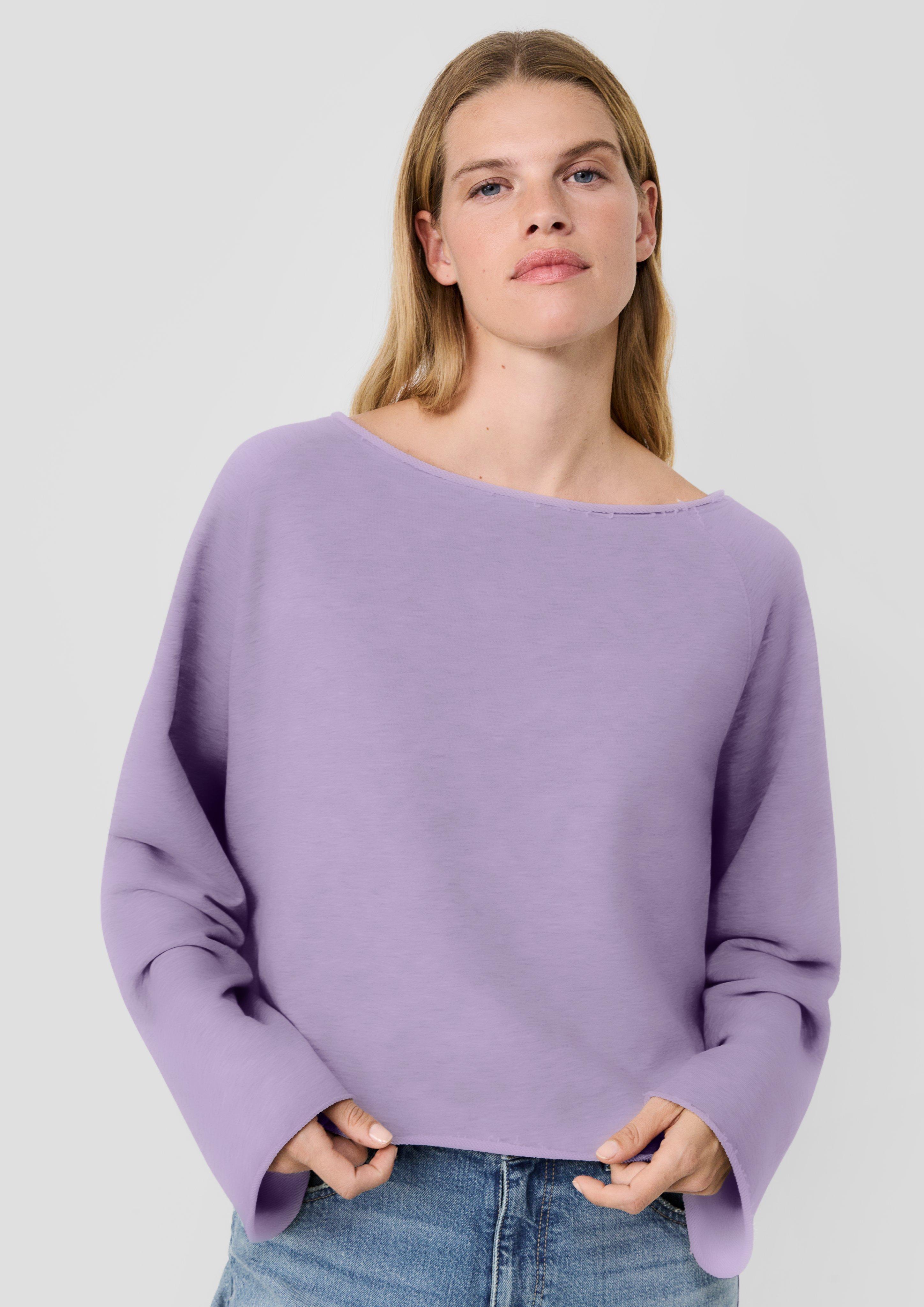 Femmes s.Oliver x Heidi Klum : sweat-shirt à épaules dénudées et logo appliqué en violet de s.Oliver
