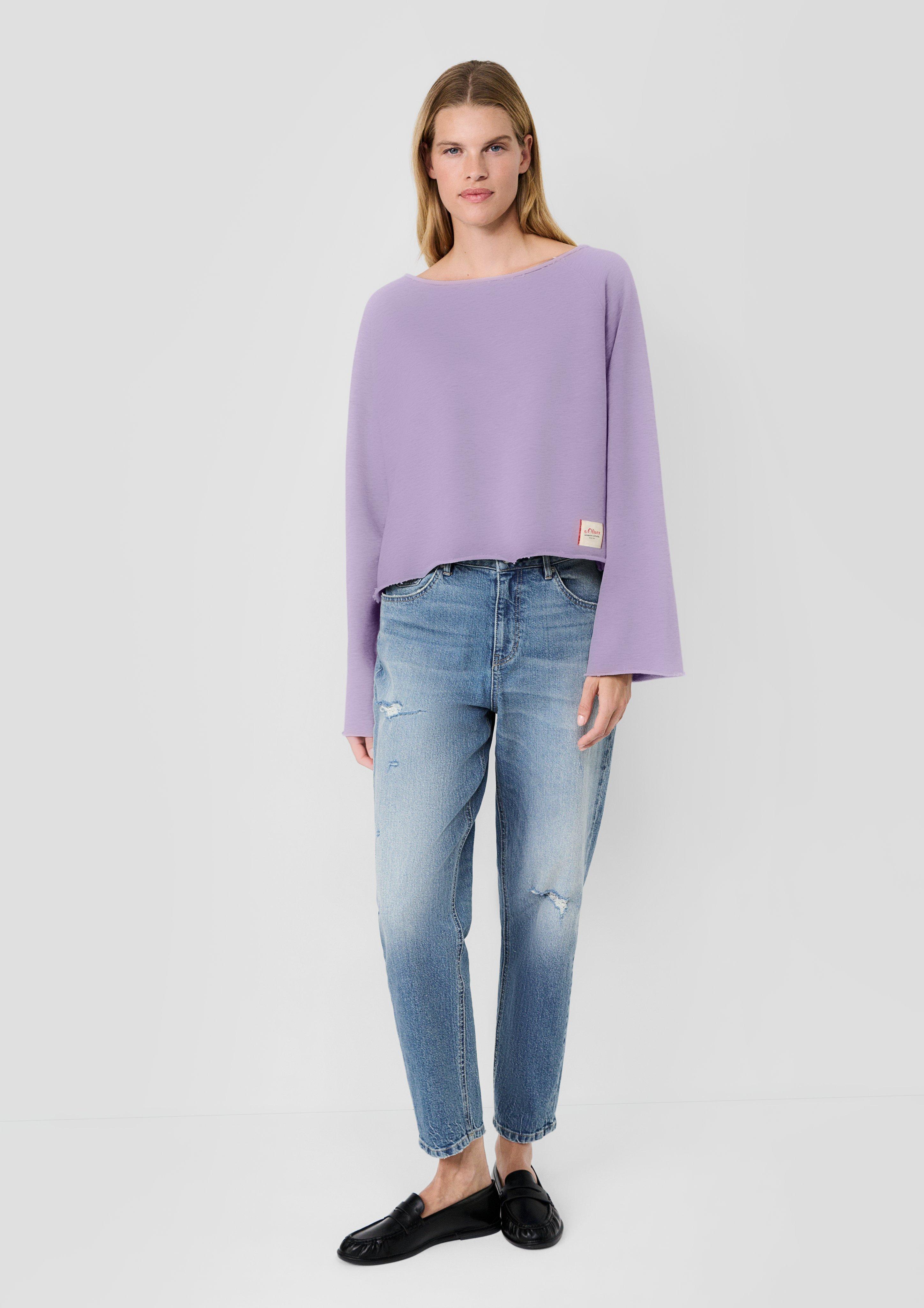 Femmes s.Oliver x Heidi Klum : sweat-shirt à épaules dénudées et logo appliqué en violet de s.Oliver
