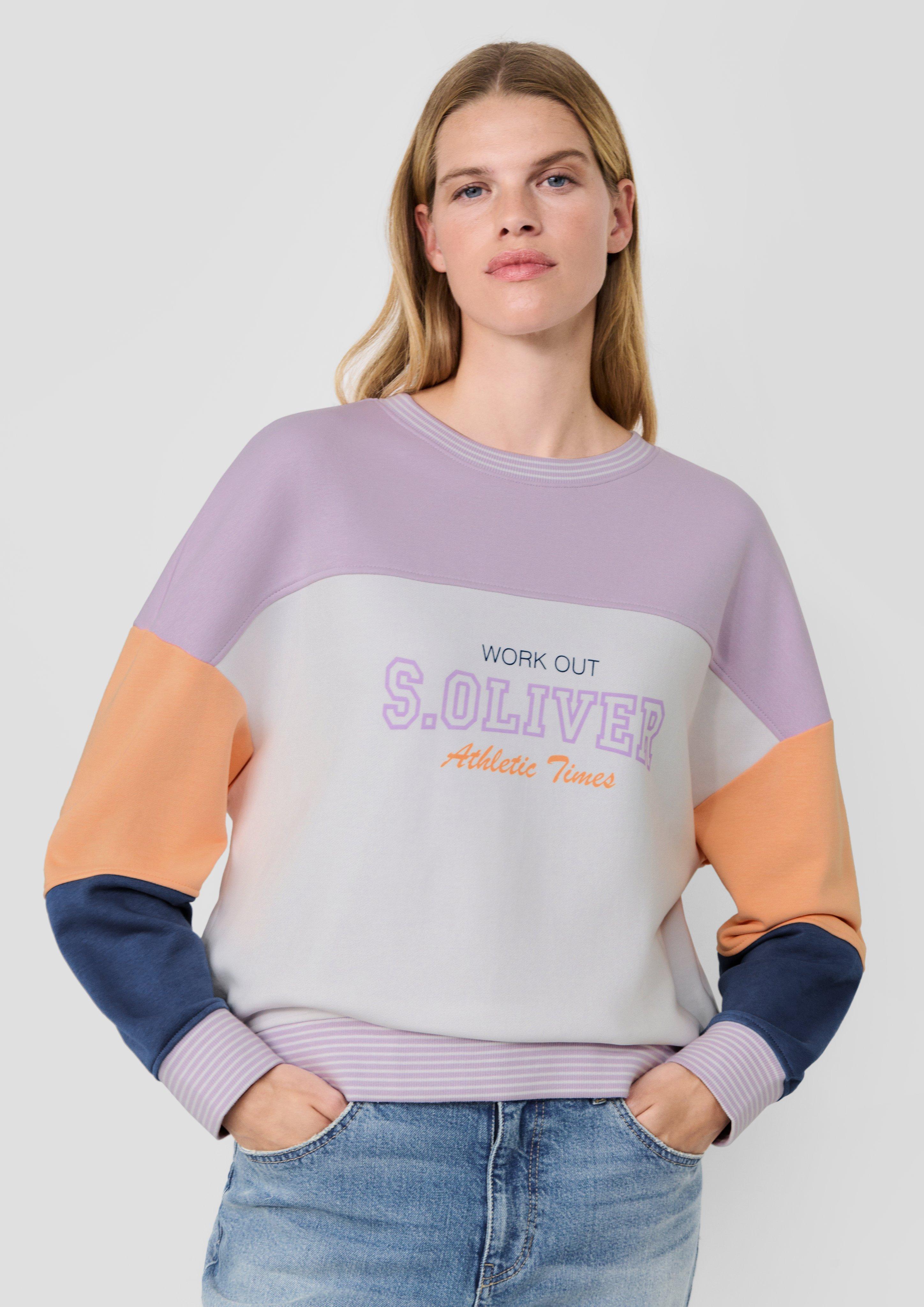 Femmes s.Oliver x Heidi Klum : sweat-shirt color block à logo en violet de s.Oliver