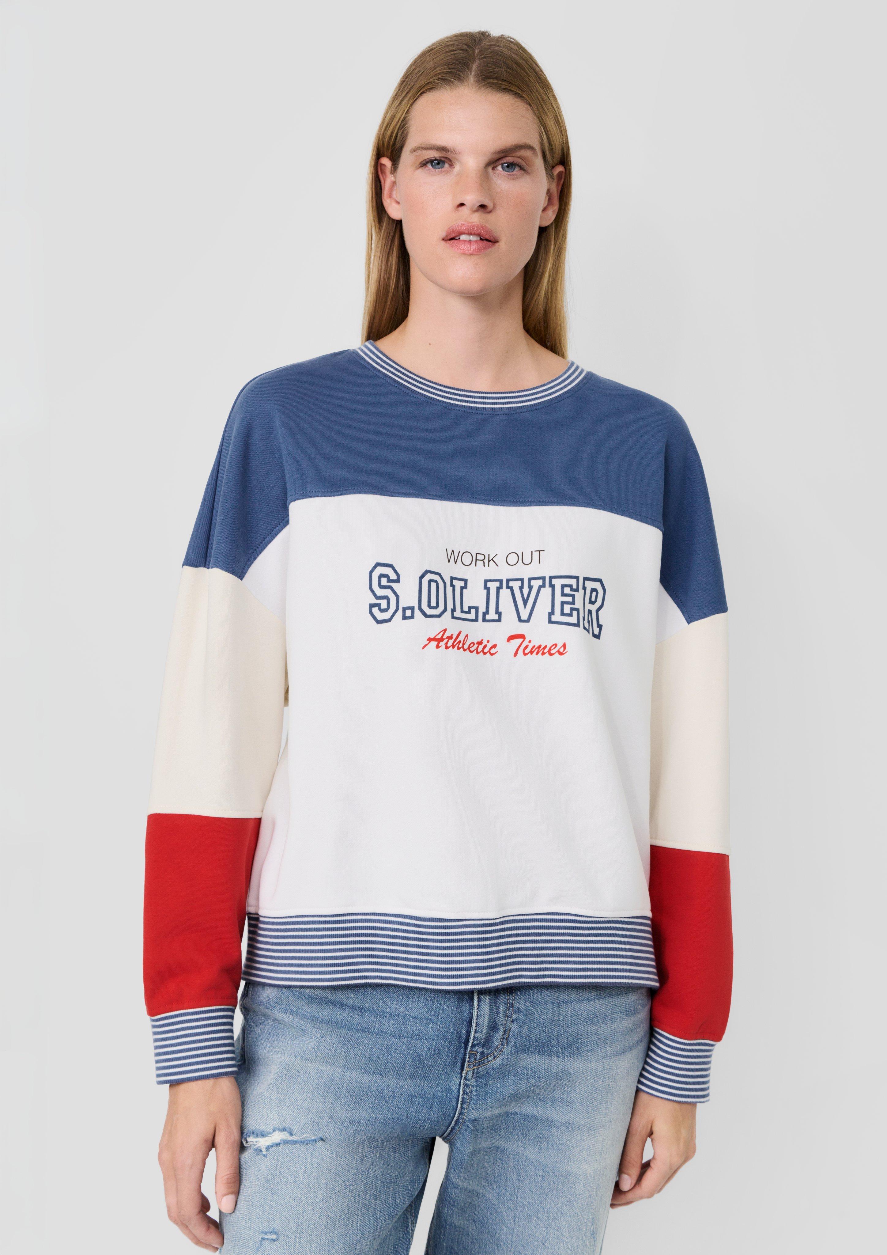 Femmes s.Oliver x Heidi Klum : sweat-shirt color block à logo en bleu de s.Oliver