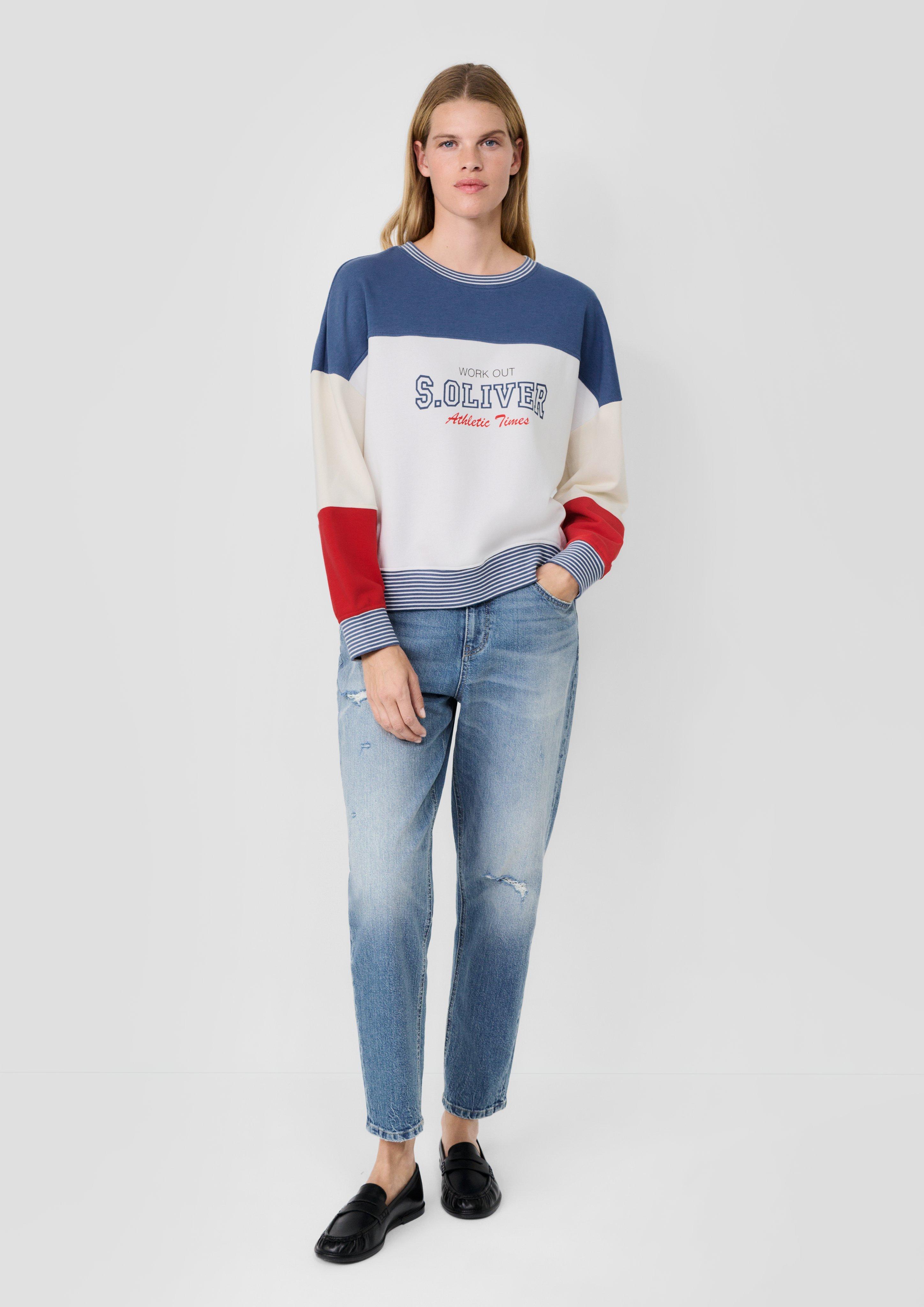 Femmes s.Oliver x Heidi Klum : sweat-shirt color block à logo en bleu de s.Oliver