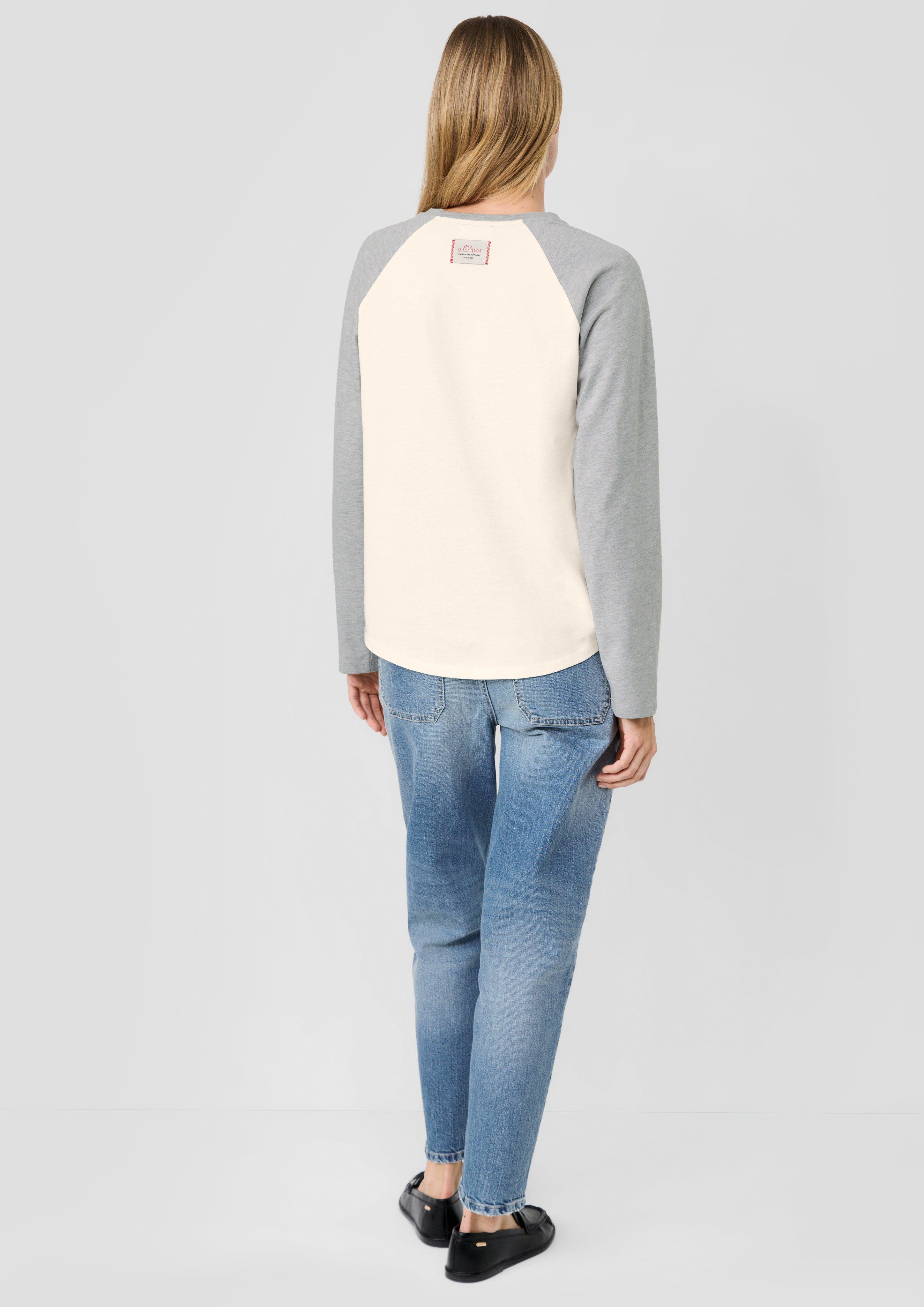 Dames s.Oliver x Heidi Klum: shirt met raglanmouwen en colour blocks in crème van s.Oliver