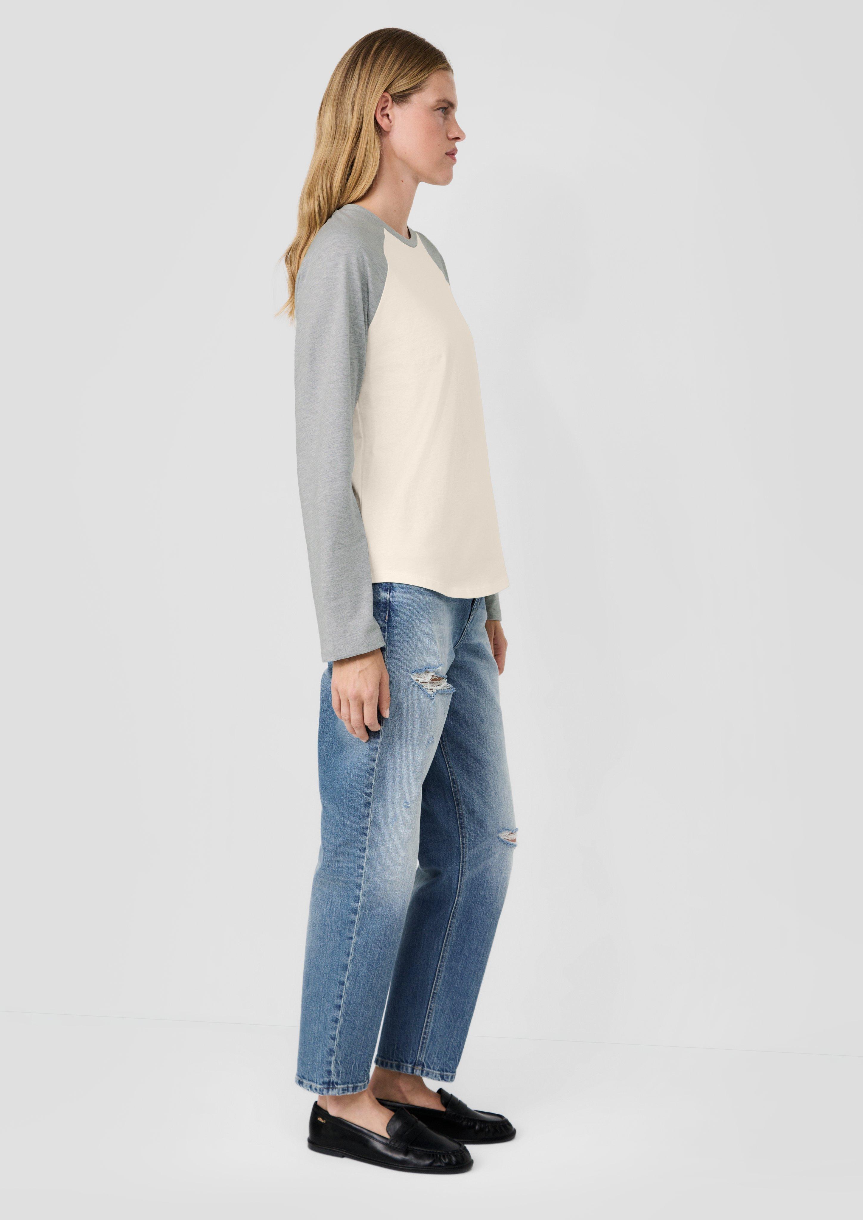 Dames s.Oliver x Heidi Klum: shirt met raglanmouwen en colour blocks in crème van s.Oliver