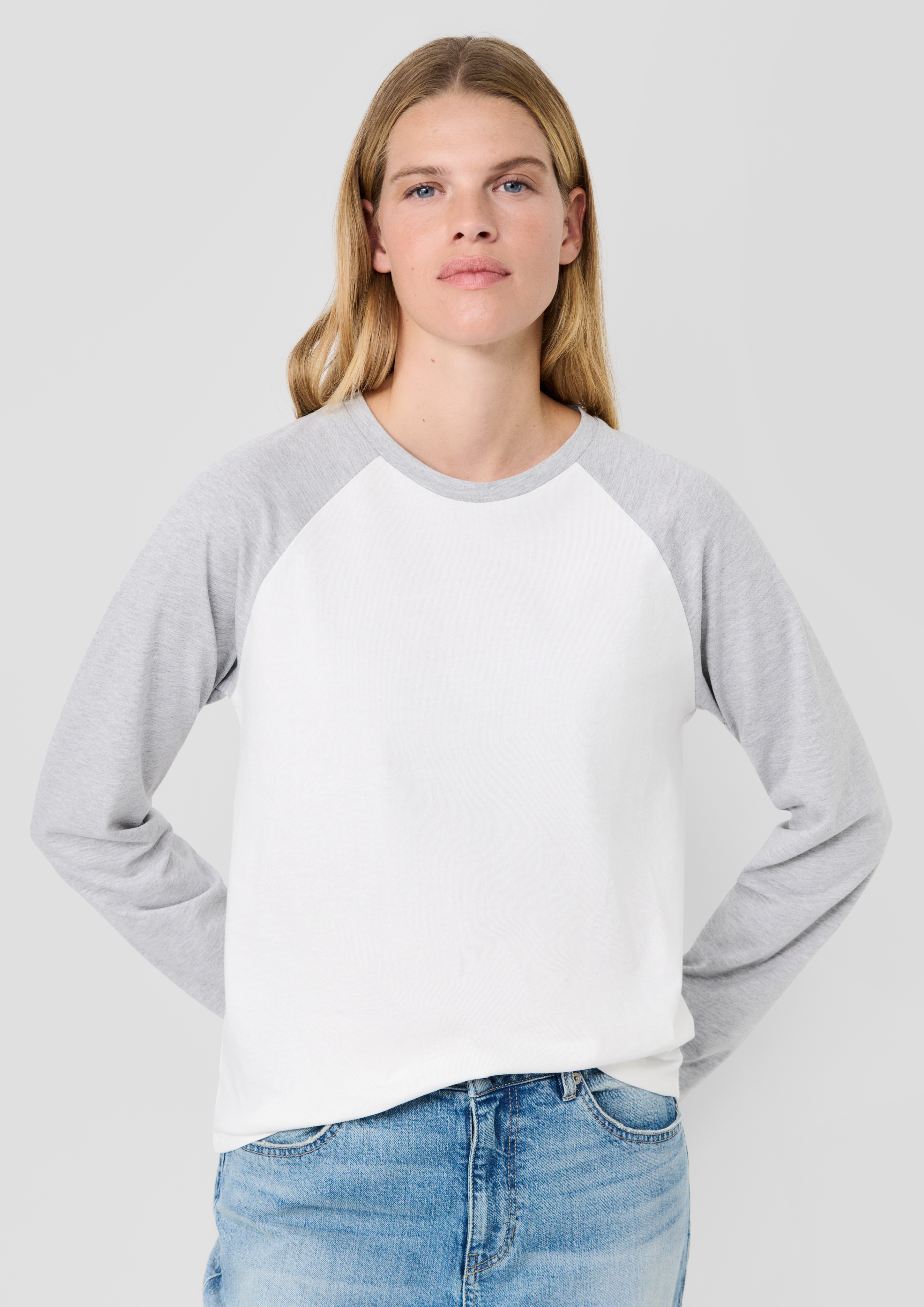 Dames s.Oliver x Heidi Klum: shirt met raglanmouwen en colour blocks in crème van s.Oliver