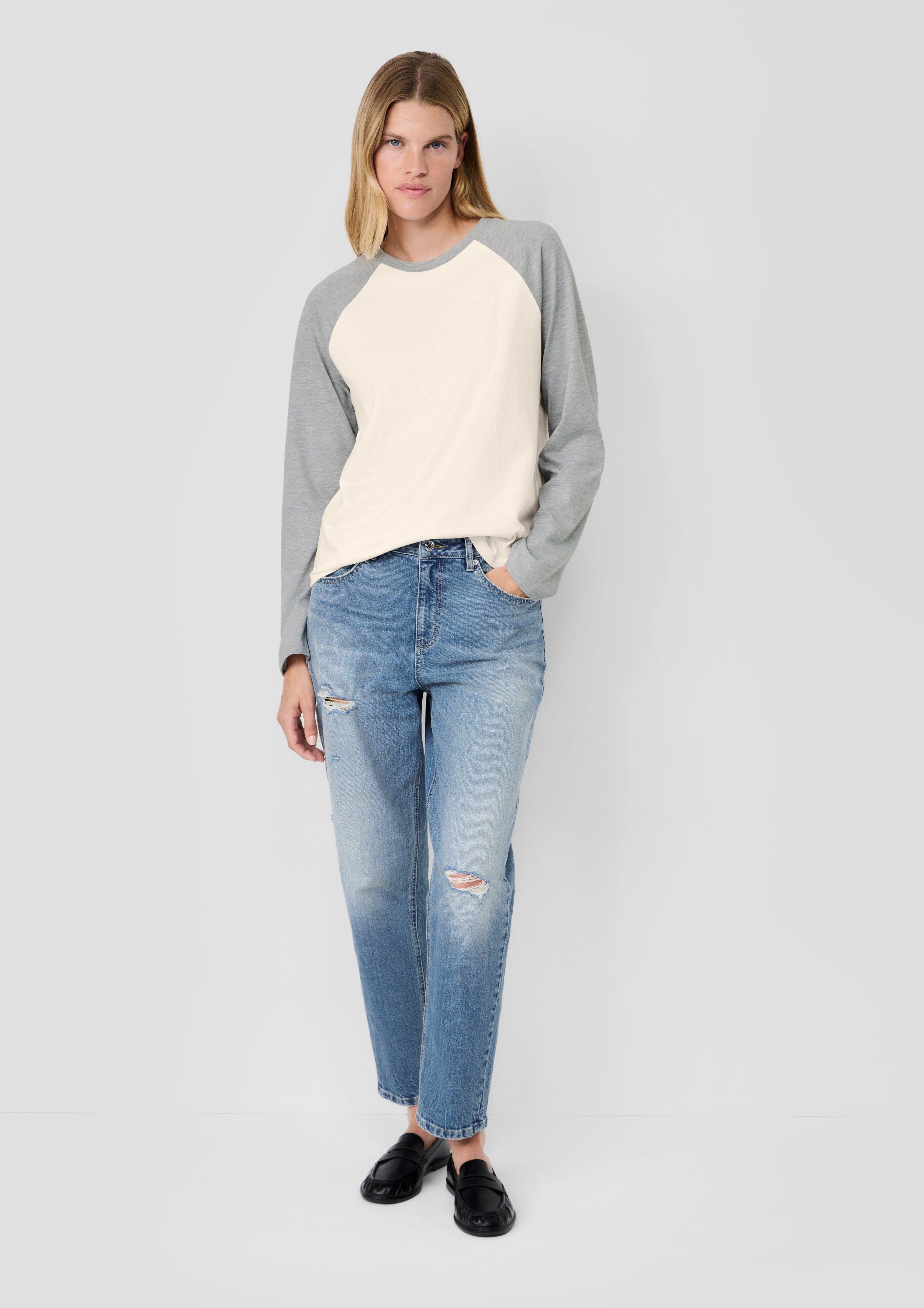 Dames s.Oliver x Heidi Klum: shirt met raglanmouwen en colour blocks in crème van s.Oliver