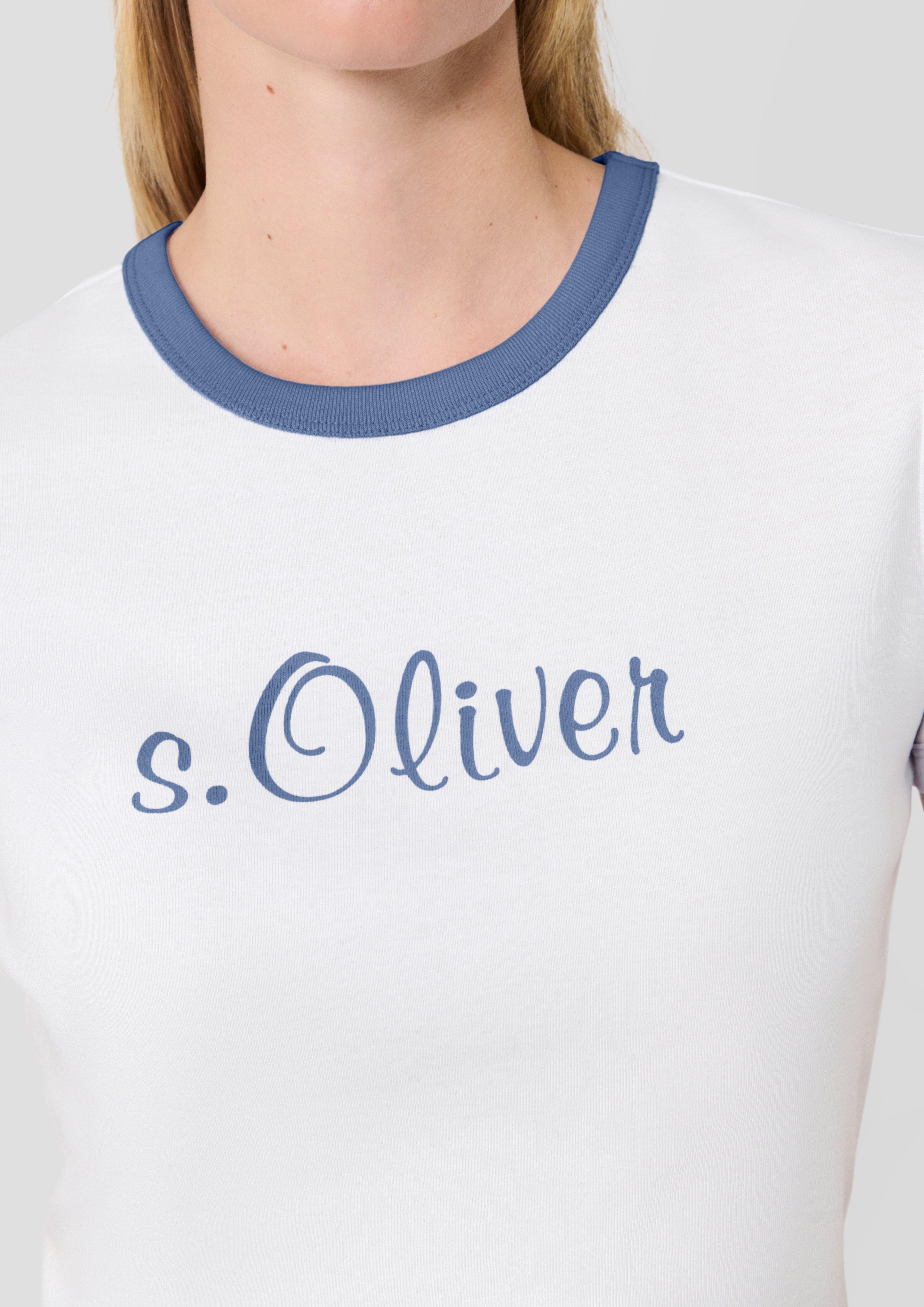 Femmes s.Oliver x Heidi Klum : t-shirt à logo de coupe Slim Fit en bleu de s.Oliver