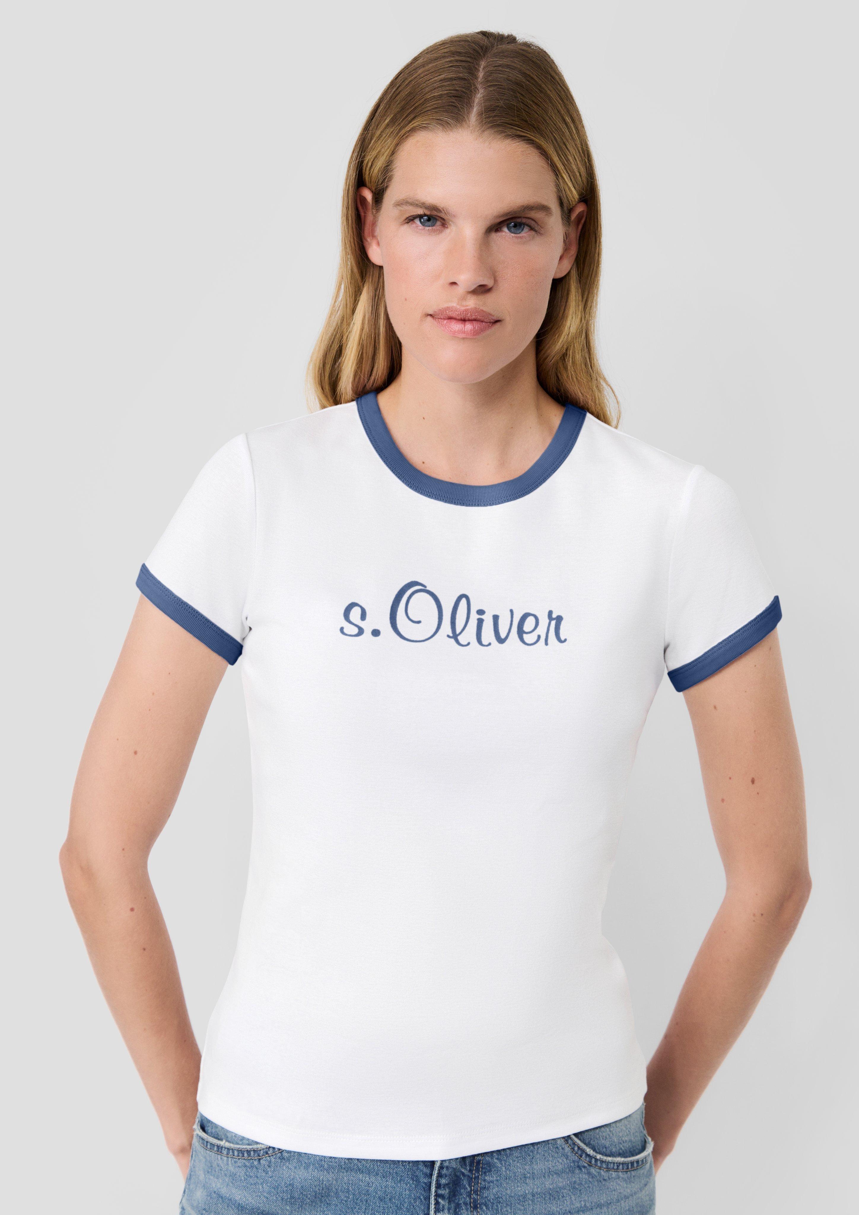 Femmes s.Oliver x Heidi Klum : t-shirt à logo de coupe Slim Fit en bleu de s.Oliver