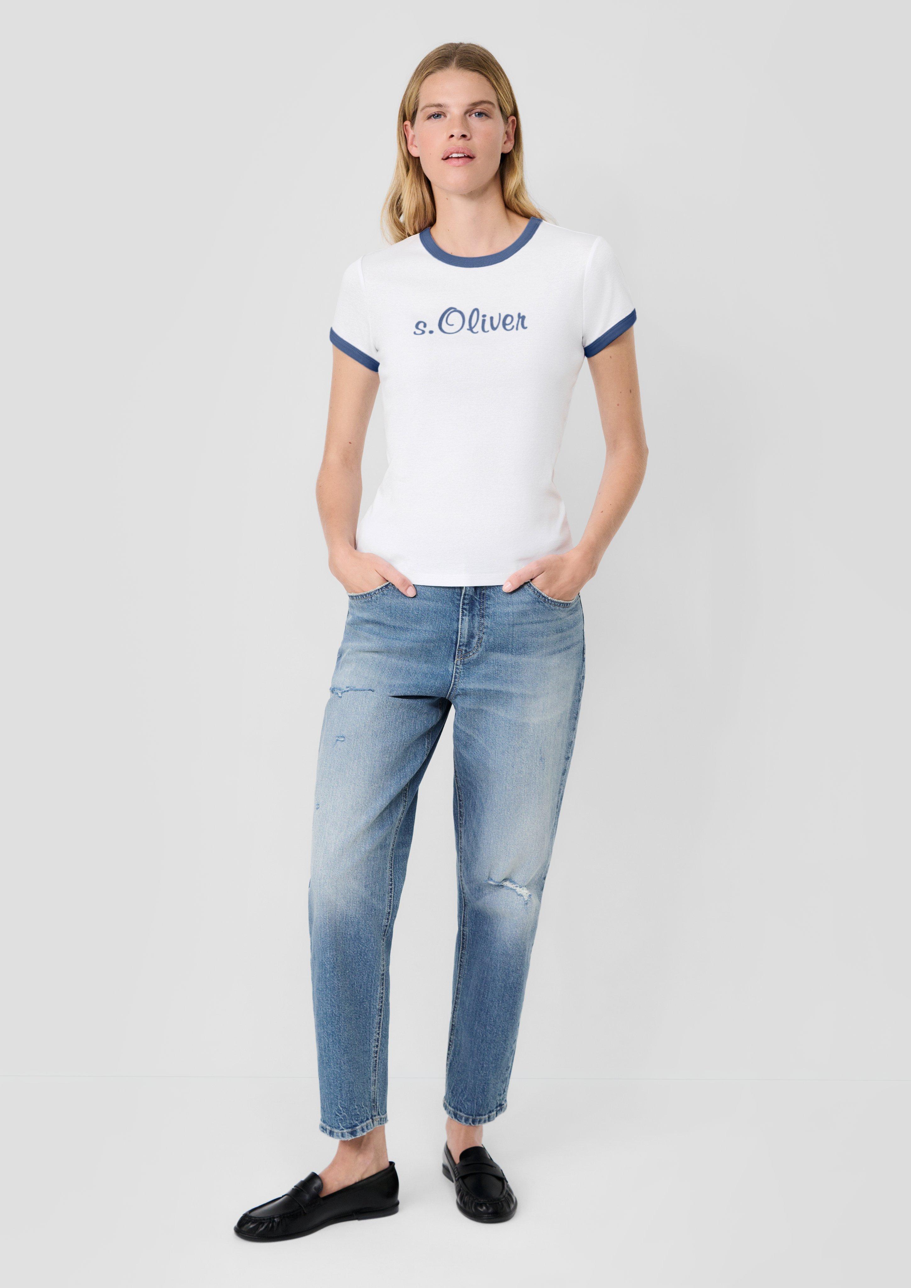 Femmes s.Oliver x Heidi Klum : t-shirt à logo de coupe Slim Fit en bleu de s.Oliver