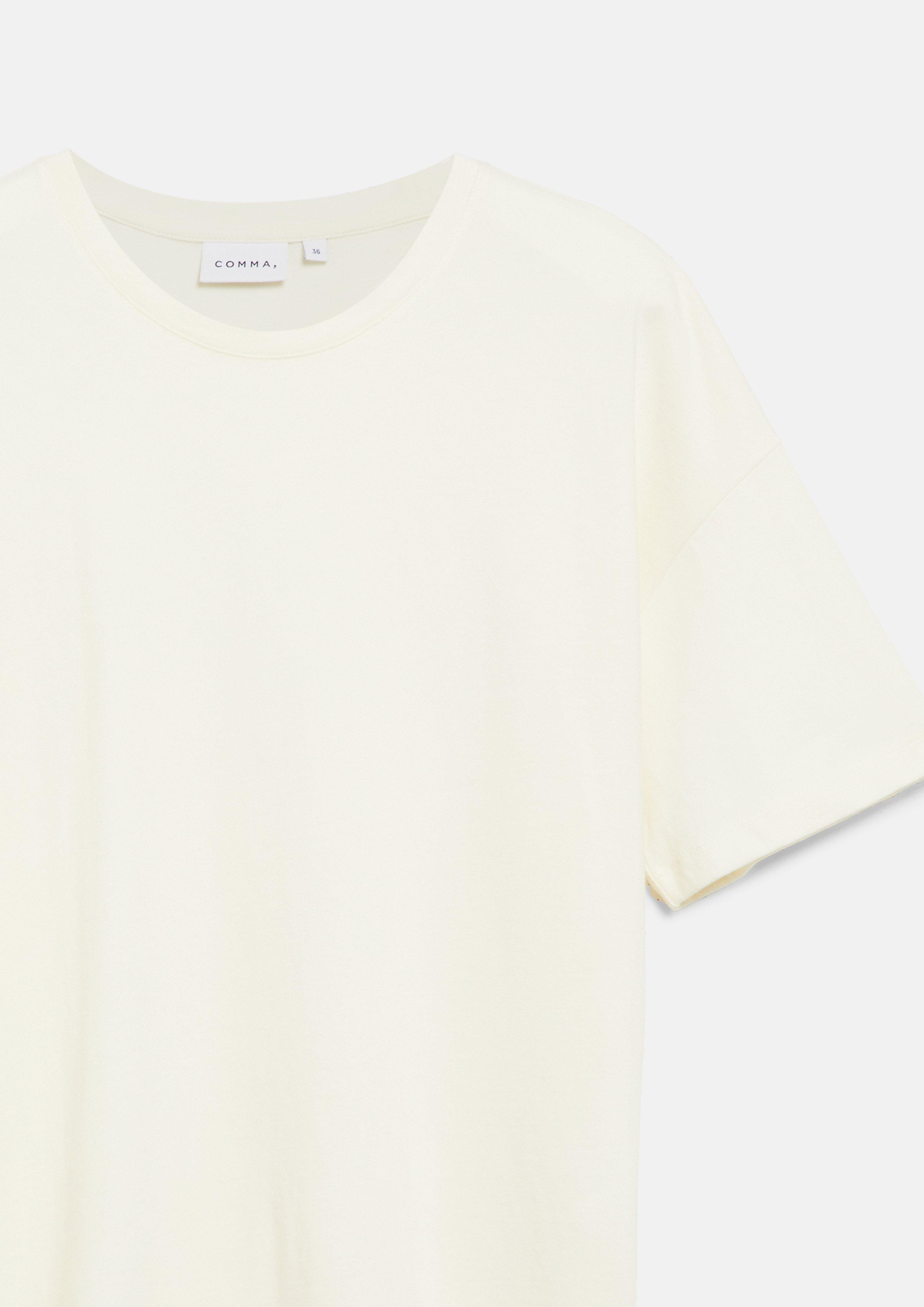 Women Asymmetrical T-shirt with lace in cream by COMMA