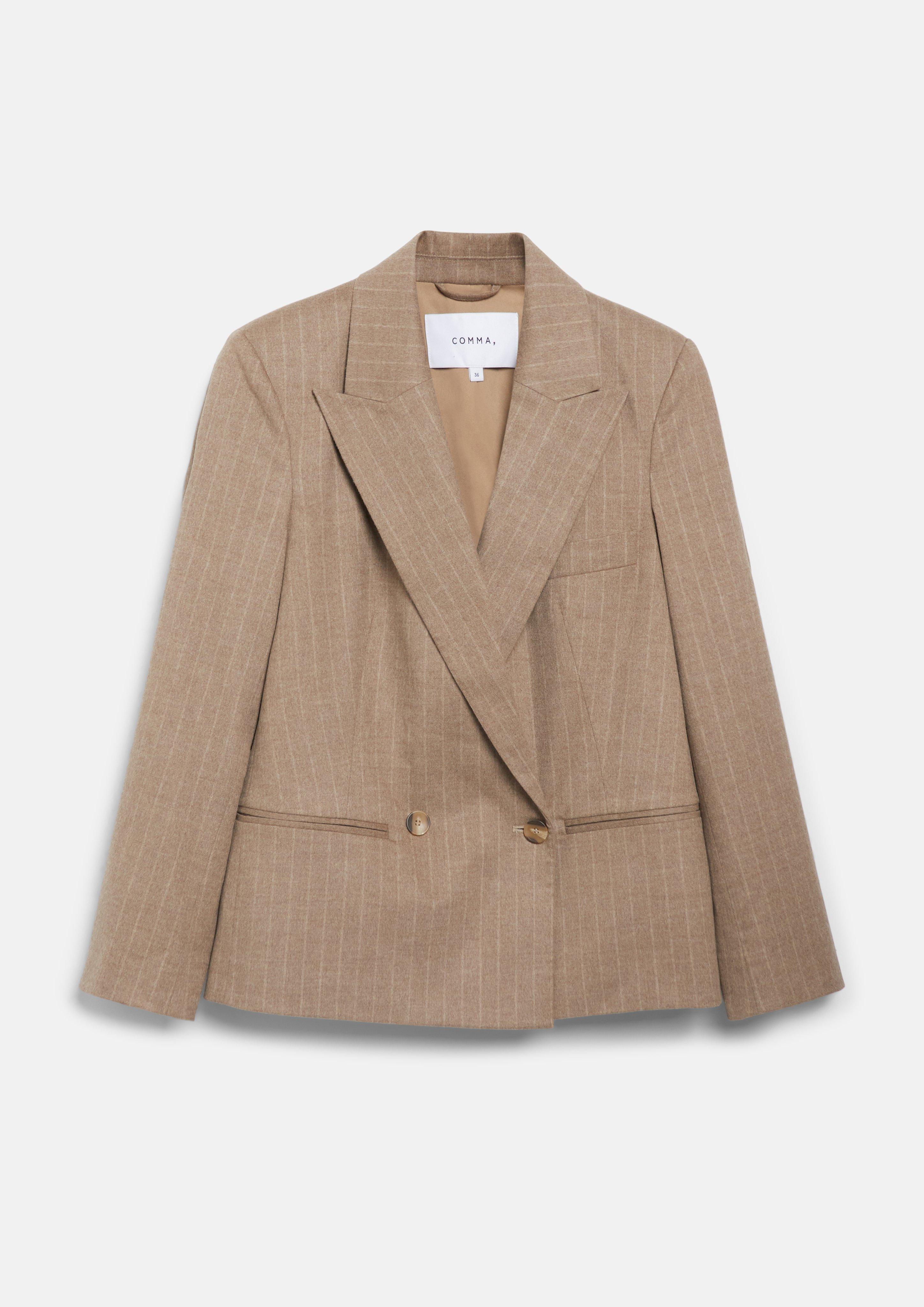 Oversize Indoor-Blazer mit Nadelstreifen und Reverskragen in braun von COMMA