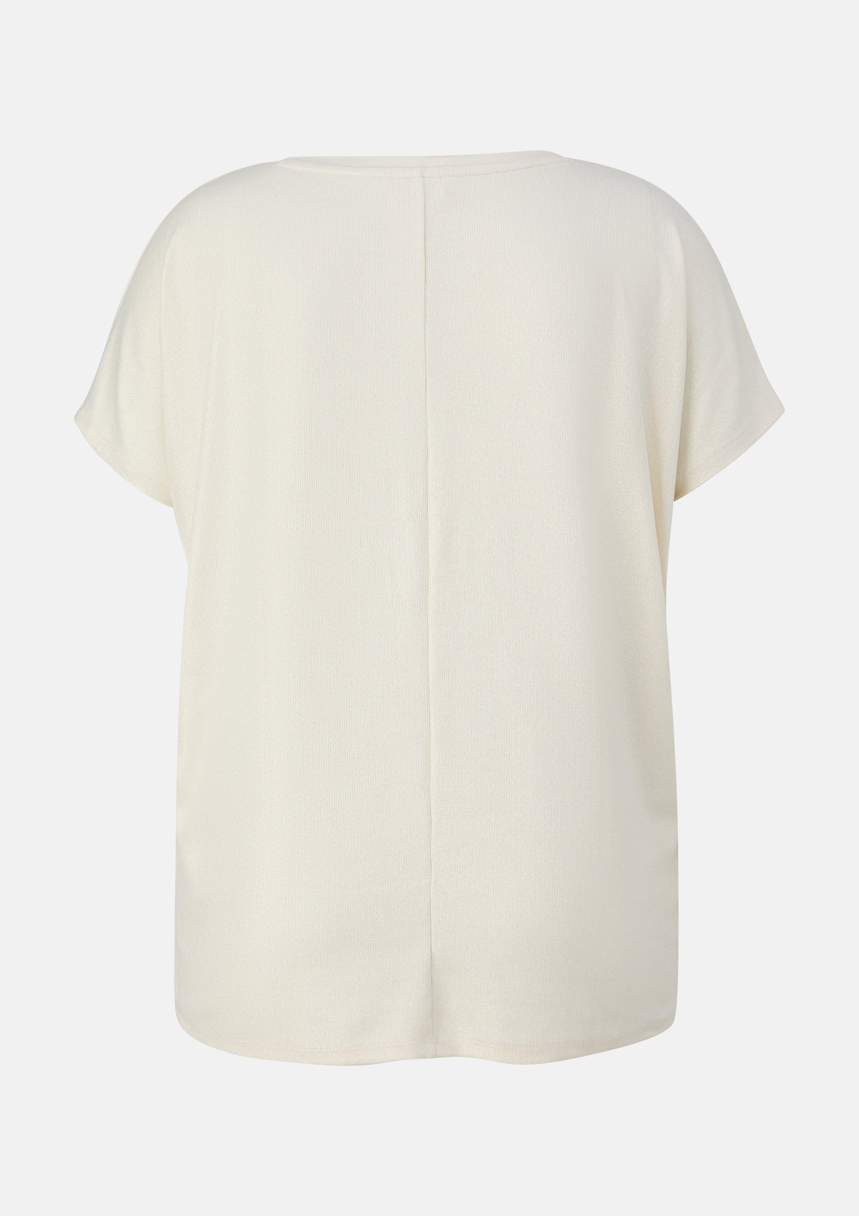 Damen T-Shirt im Relaxed Fit mit Glitzer-Coating in beige von s.Oliver CURVE