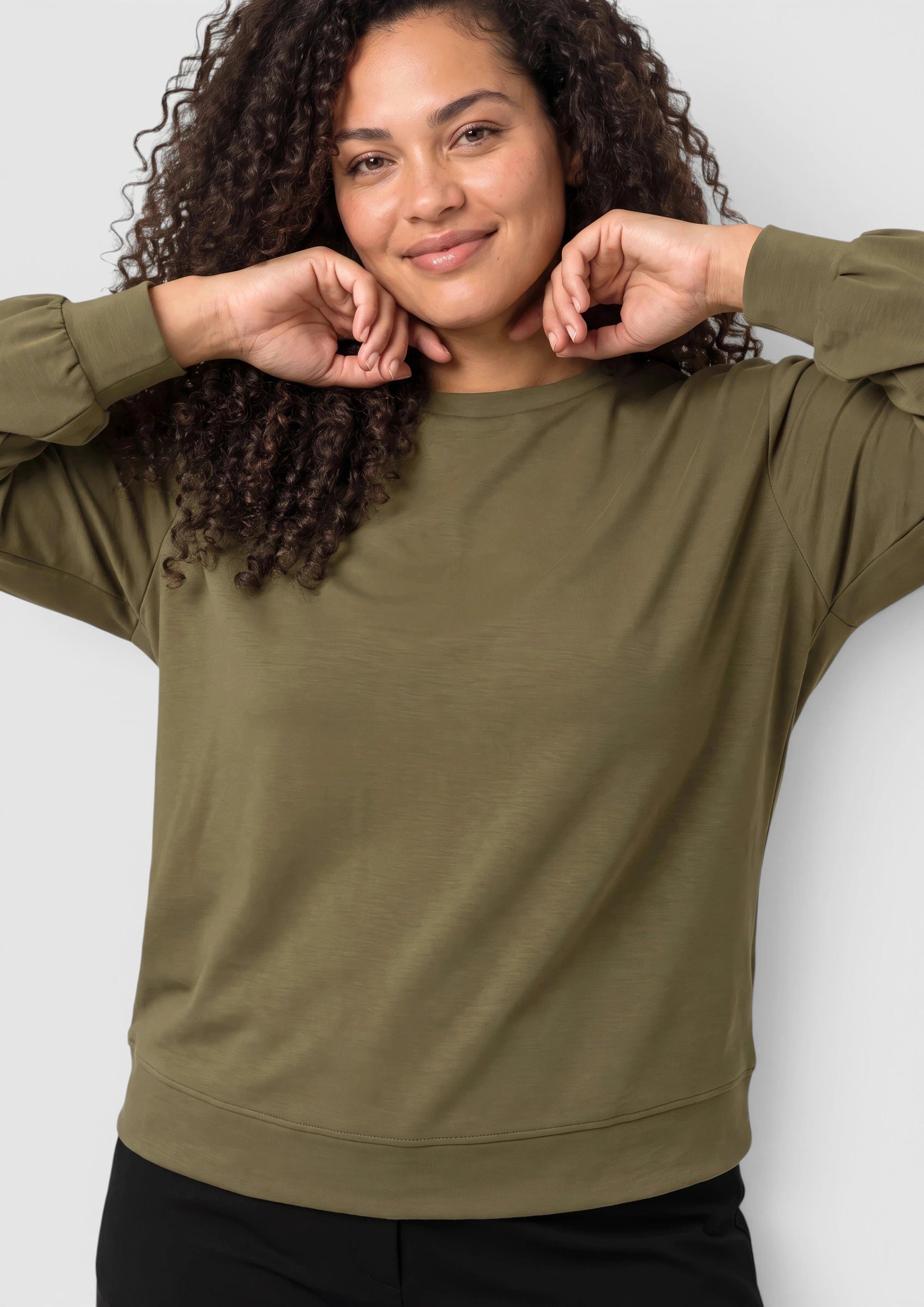 Women Sweatshirt in olive by s.Oliver CURVE