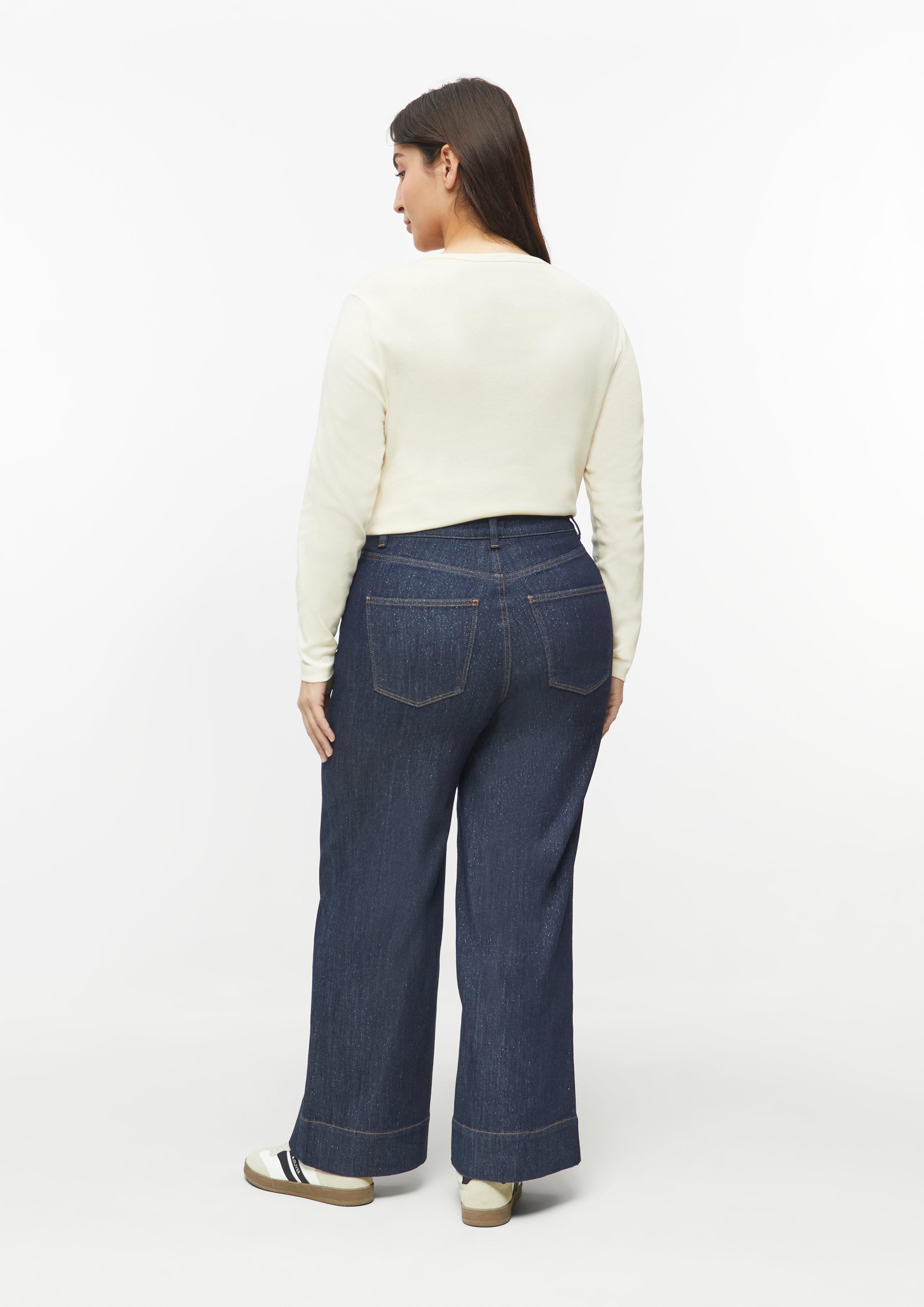 Damen Jeans / High Rise / Wide / Glitzereffekt in blau von s.Oliver CURVE