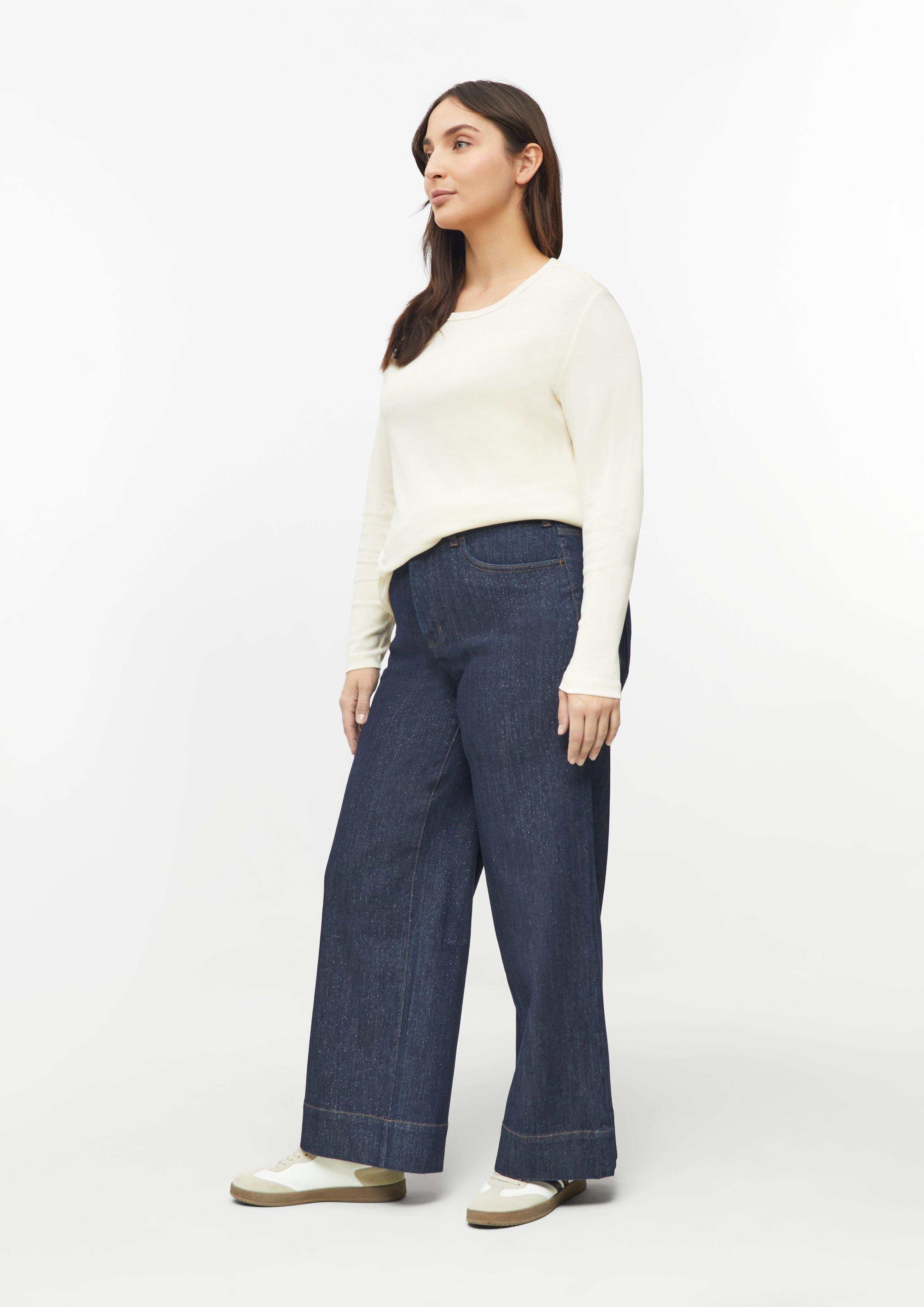 Damen Jeans / High Rise / Wide / Glitzereffekt in blau von s.Oliver CURVE