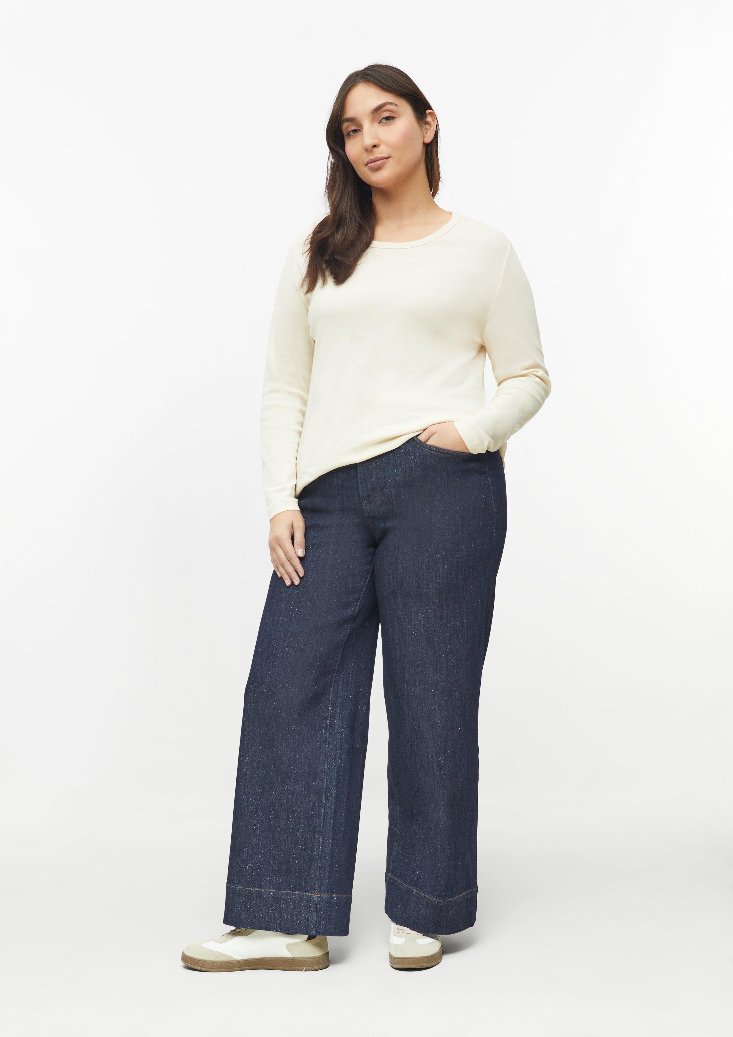 Jeans / High Rise / Wide / Glitzereffekt in Farbe navy von s.Oliver CURVE