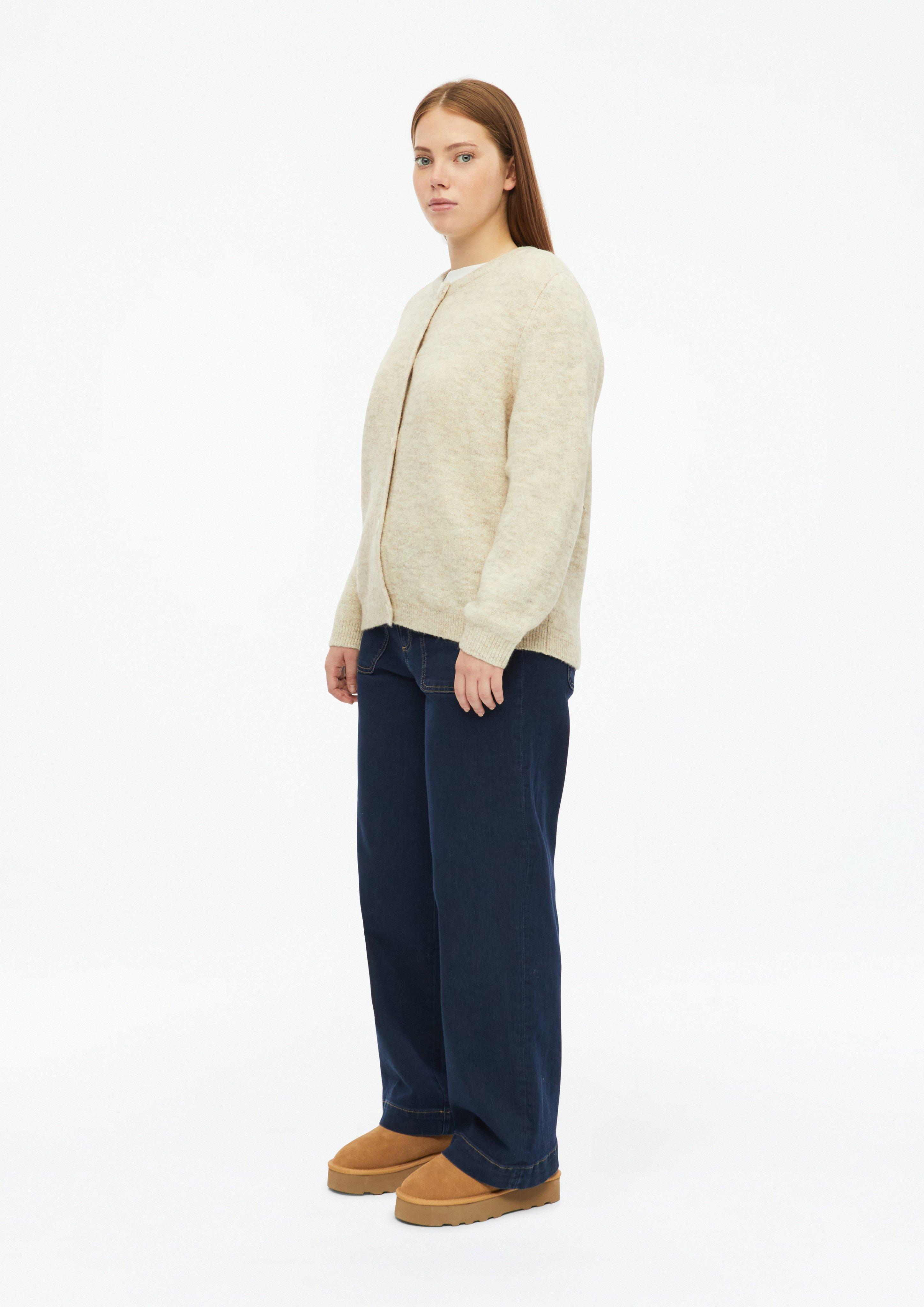 Femmes Cardigan doux à l'aspect chiné en beige de QS CURVE