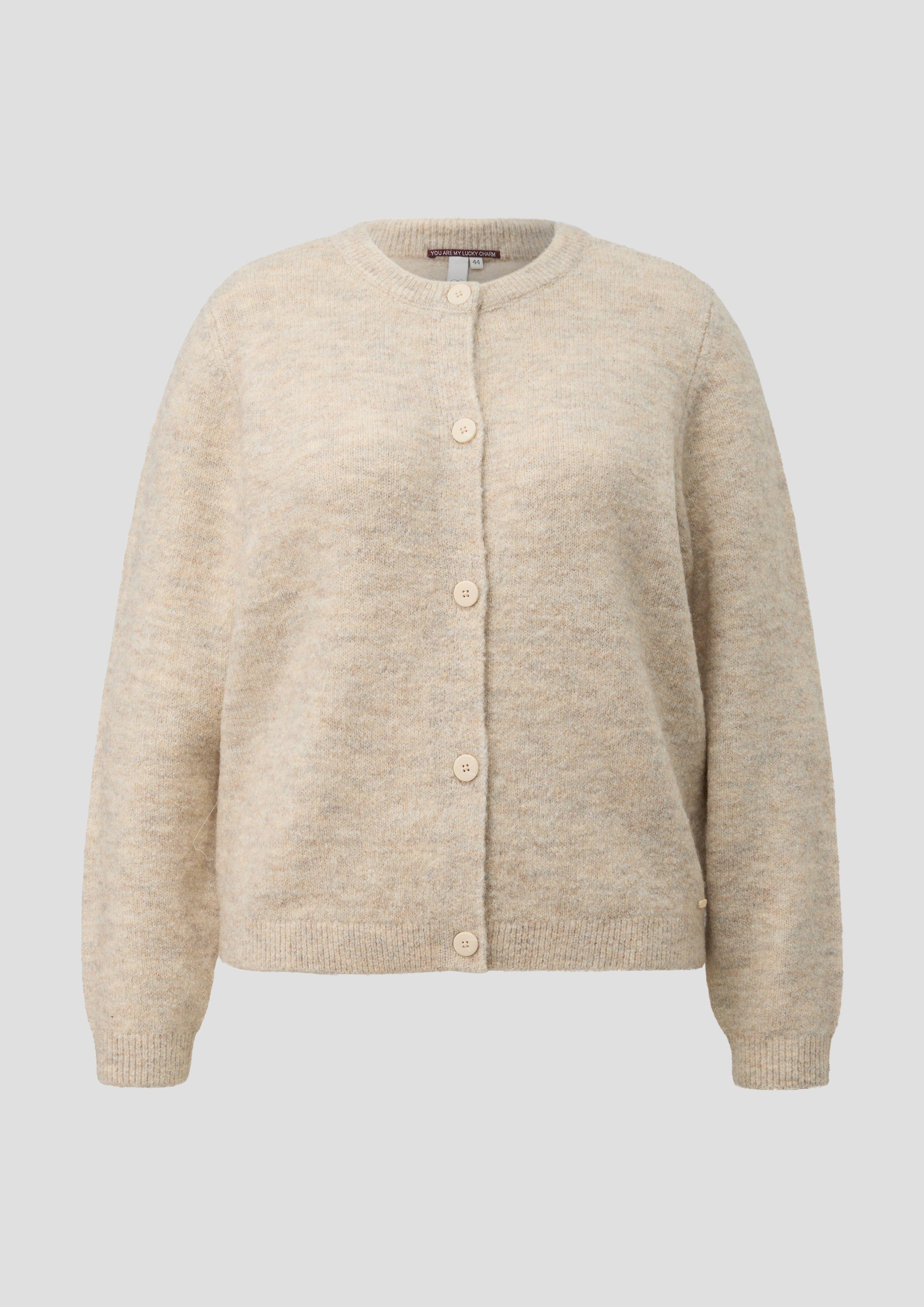 Femmes Cardigan doux à l'aspect chiné en beige de QS CURVE