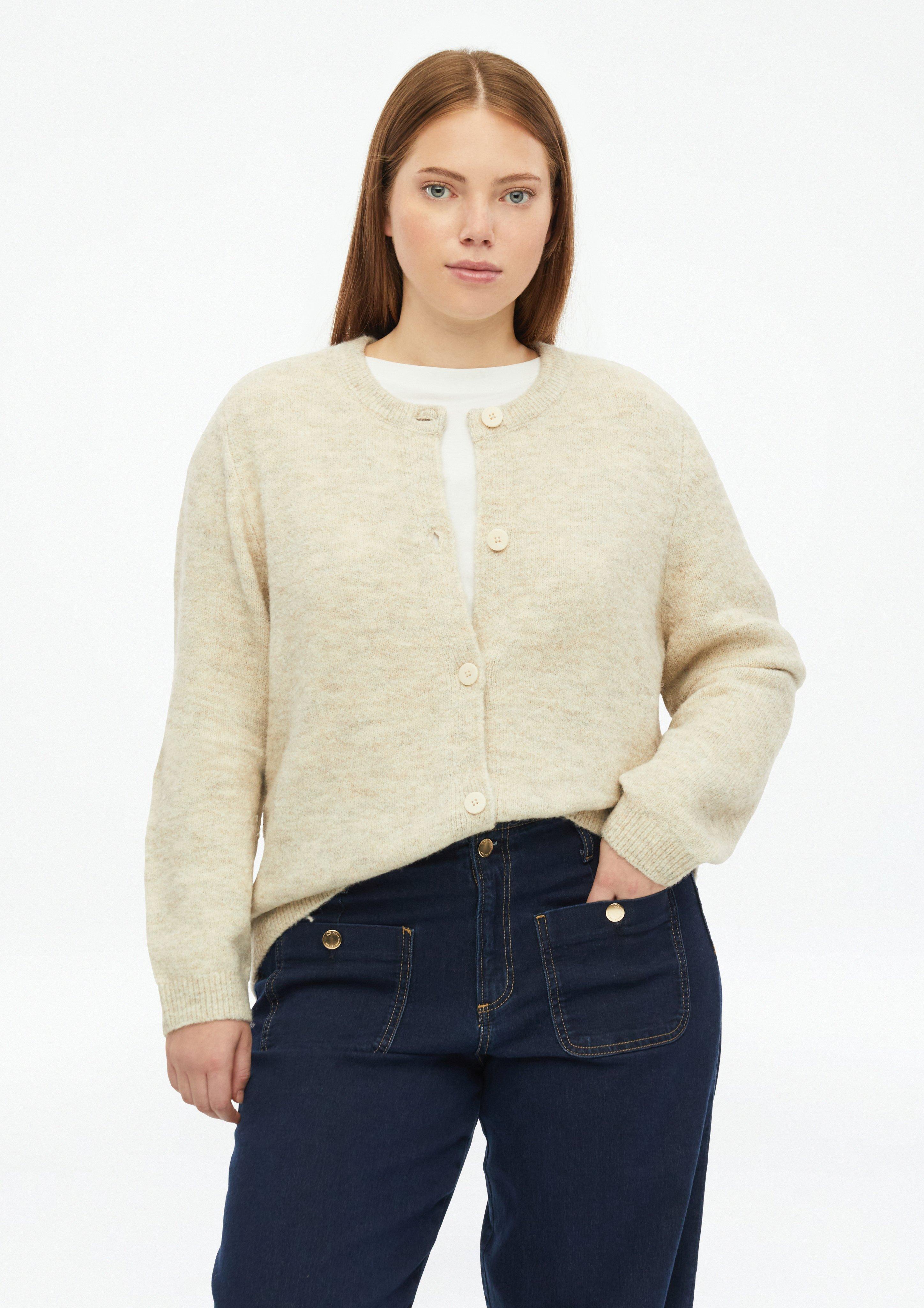 Femmes Cardigan doux à l'aspect chiné en beige de QS CURVE