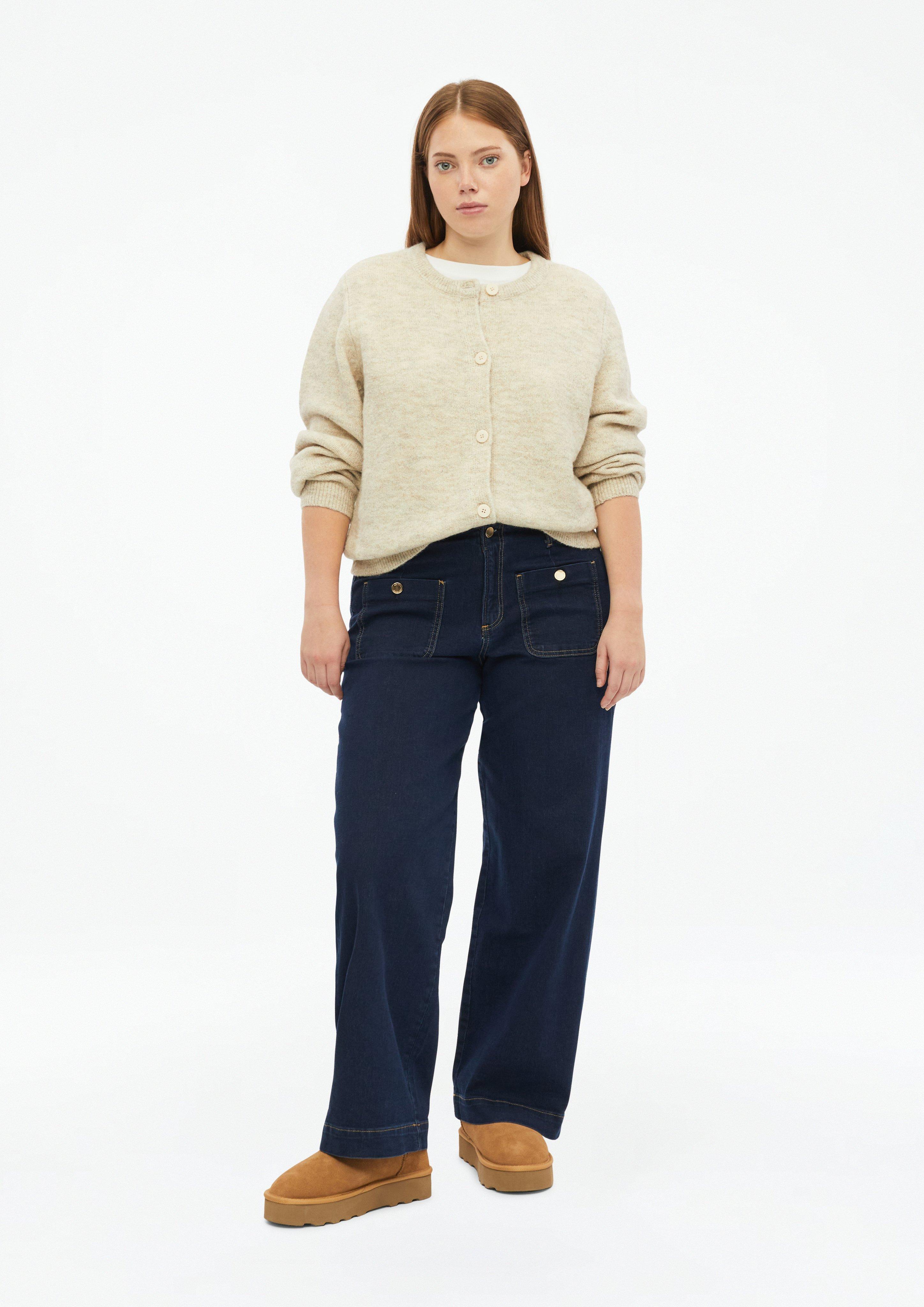 Femmes Cardigan doux à l'aspect chiné en beige de QS CURVE