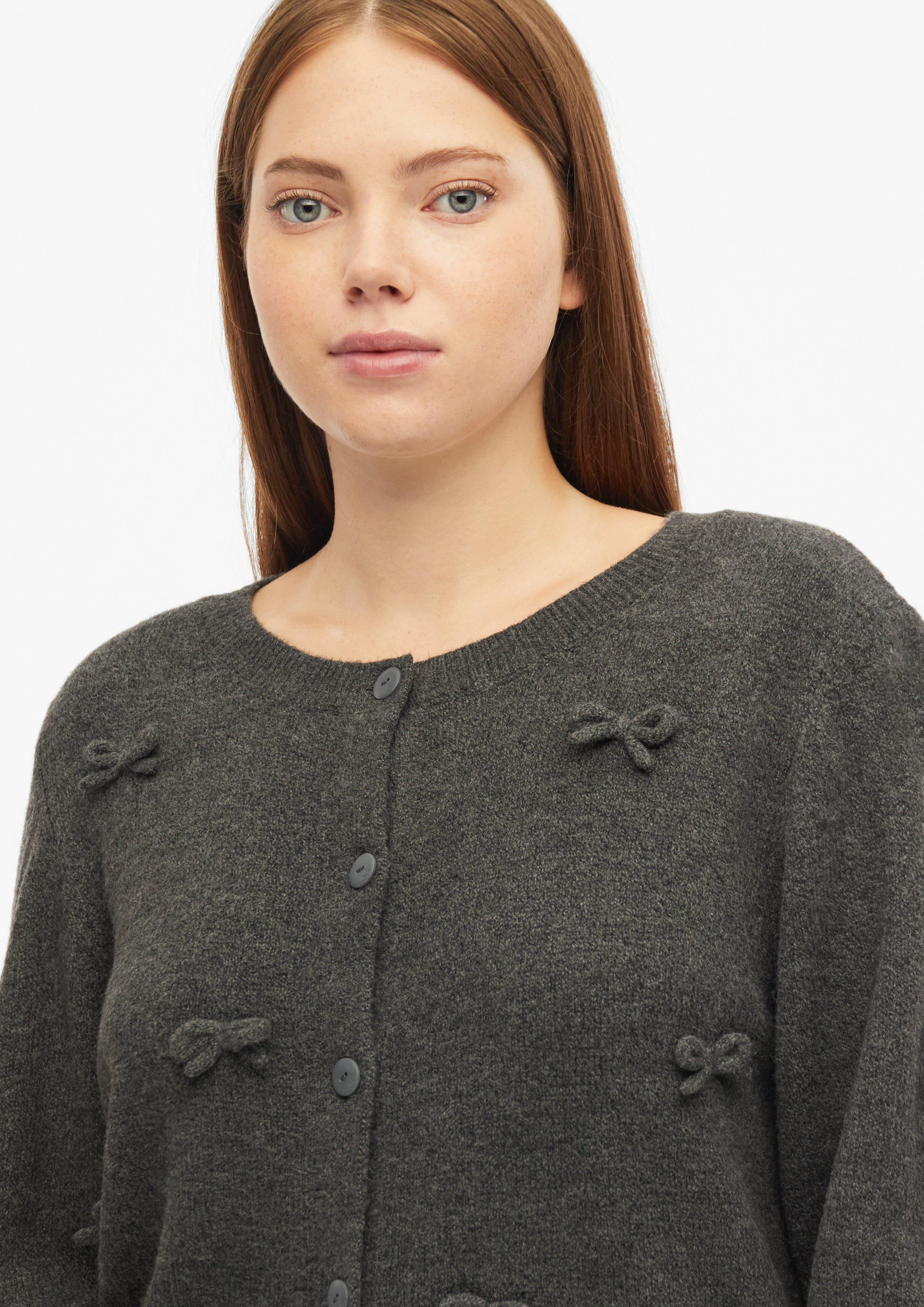 Women Cardigan with Bows in grey by QS CURVE