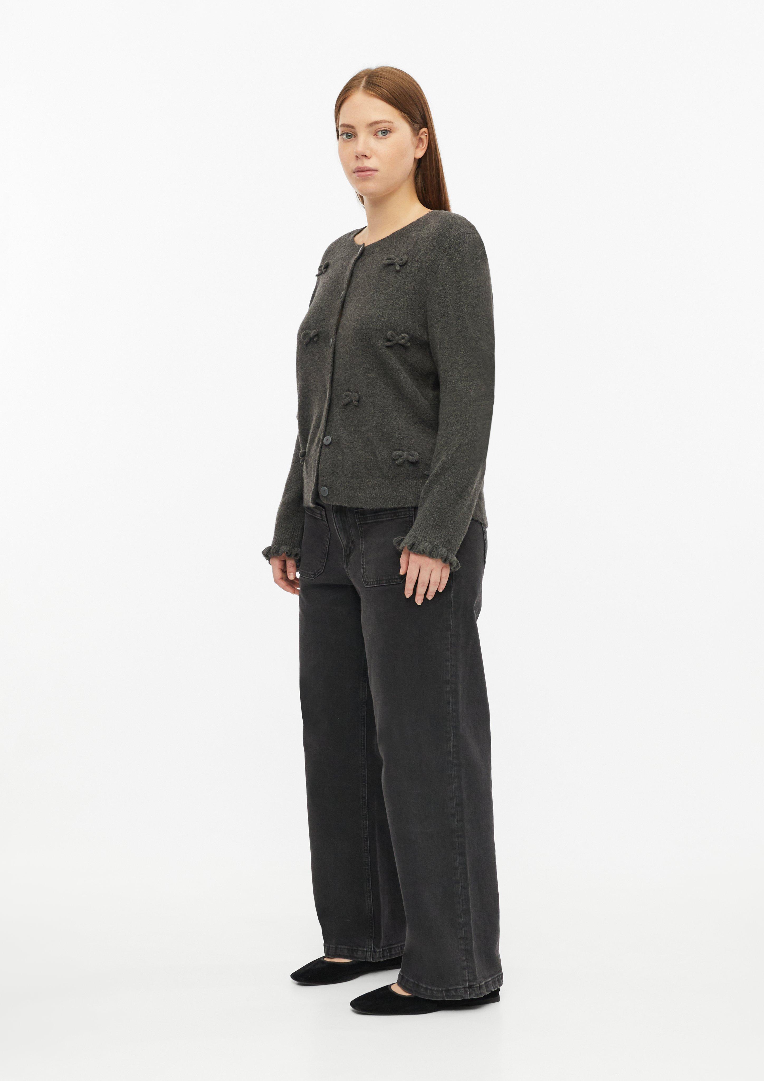 Women Cardigan with Bows in grey by QS CURVE