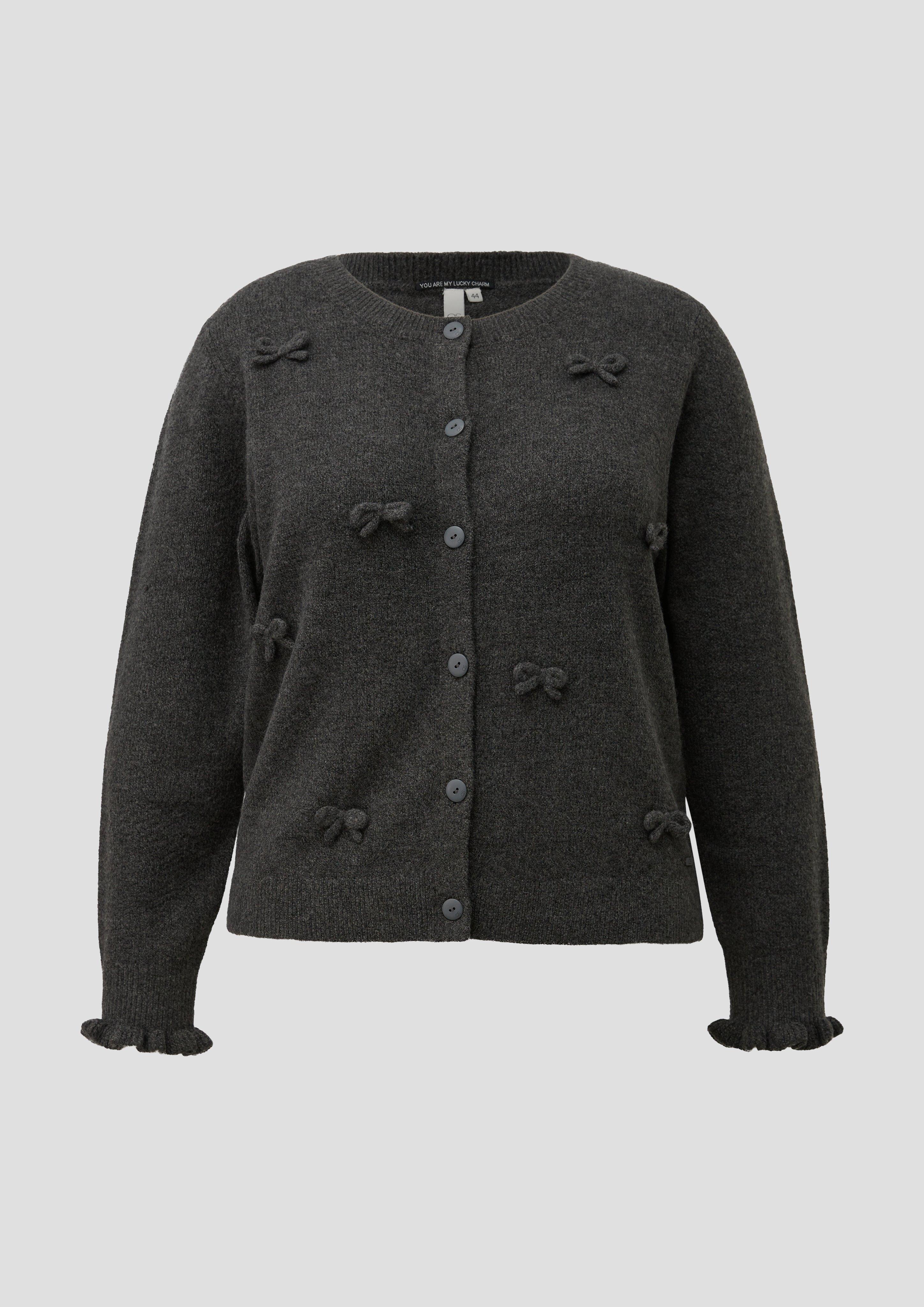 Women Cardigan with Bows in grey by QS CURVE