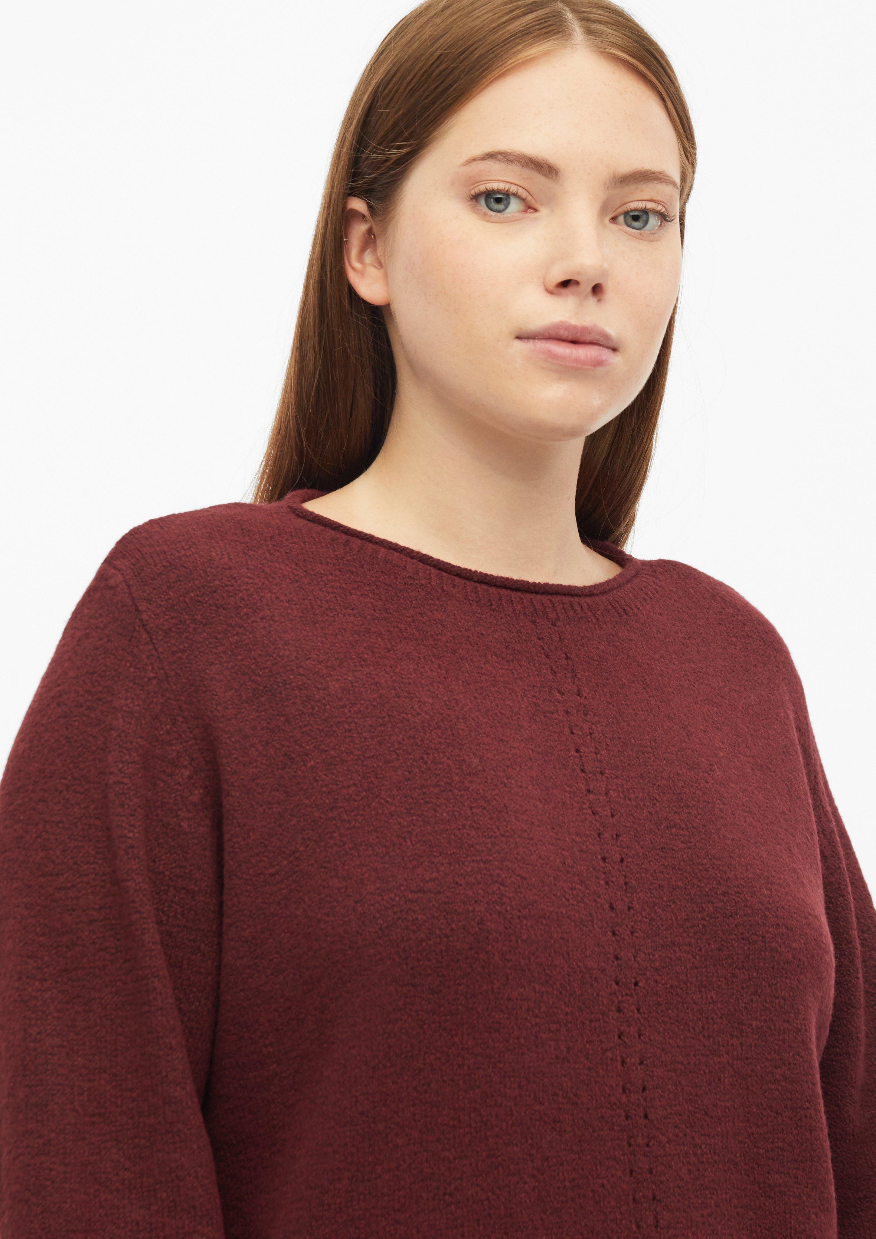 Women Soft Sweater with Rolled Edges in red by QS CURVE