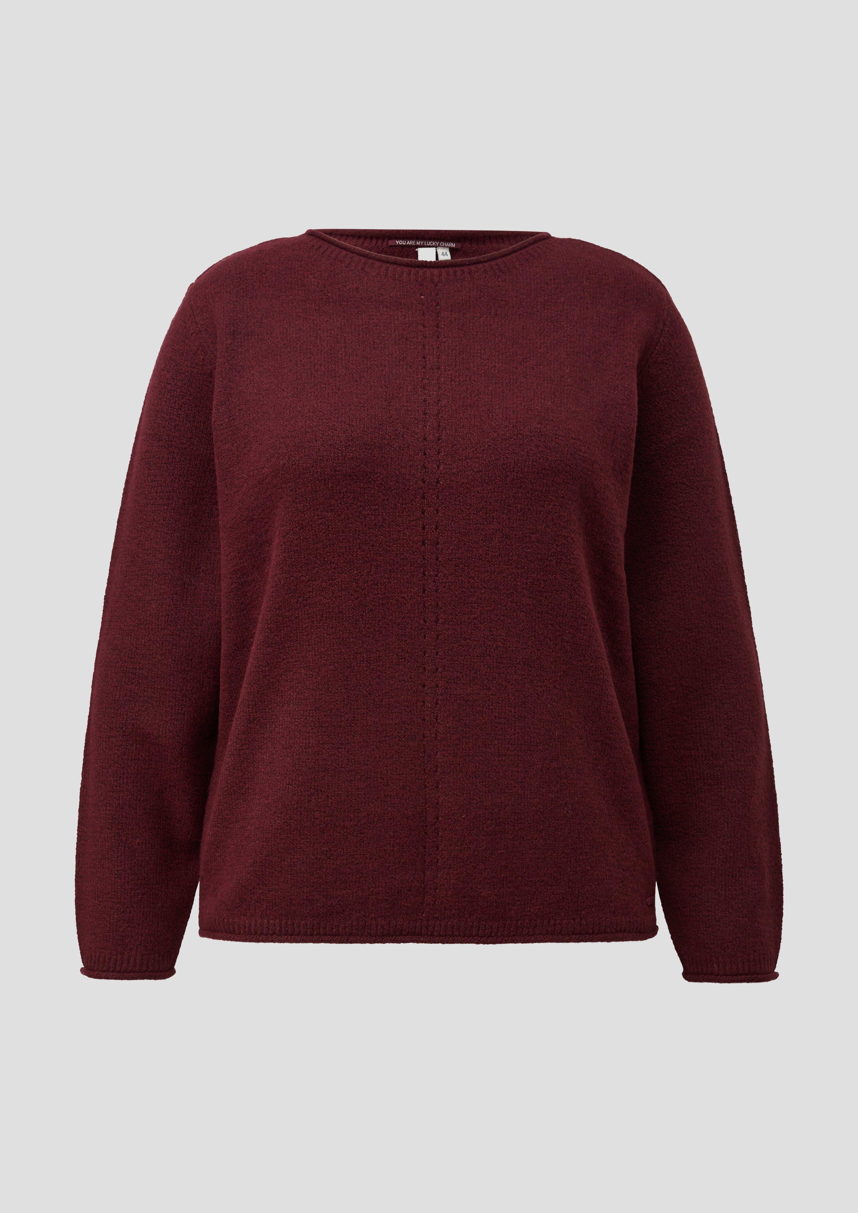 Women Soft Sweater with Rolled Edges in red by QS CURVE