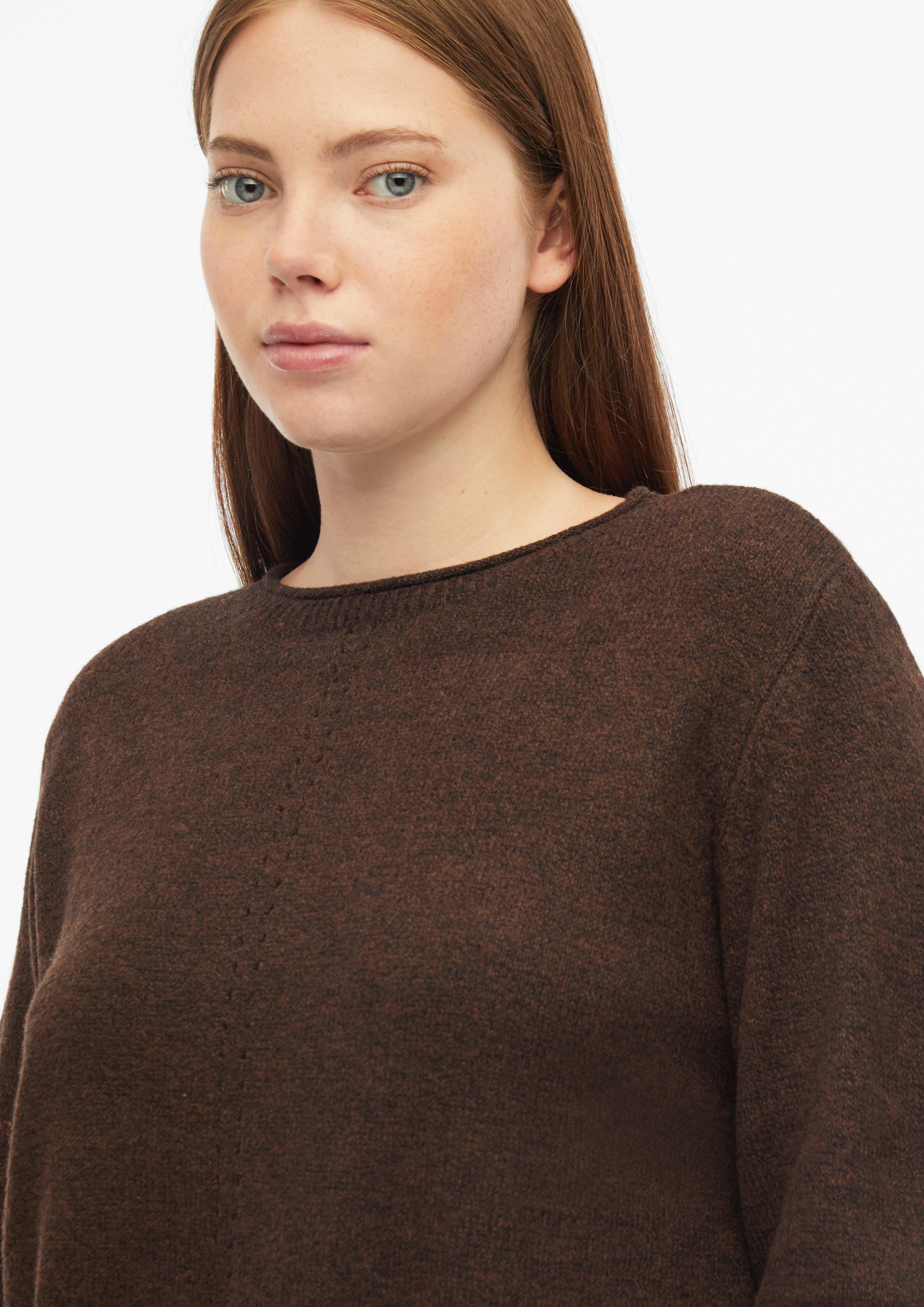 Women Soft Sweater with Rolled Edges in brown by QS CURVE