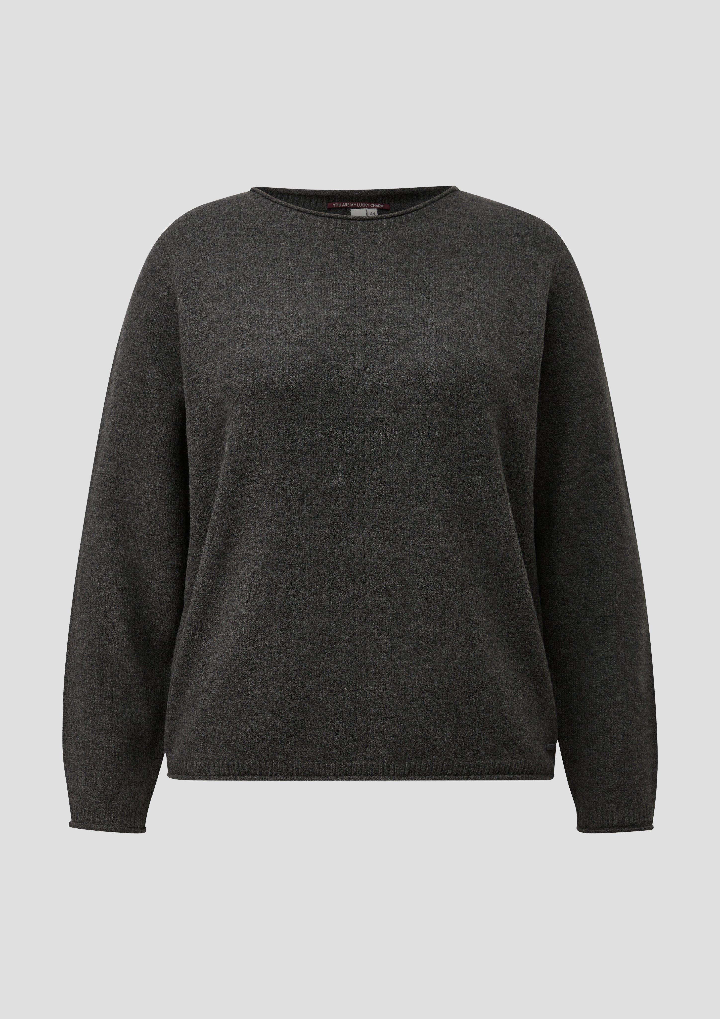 Women Soft Sweater with Rolled Edges in grey by QS CURVE