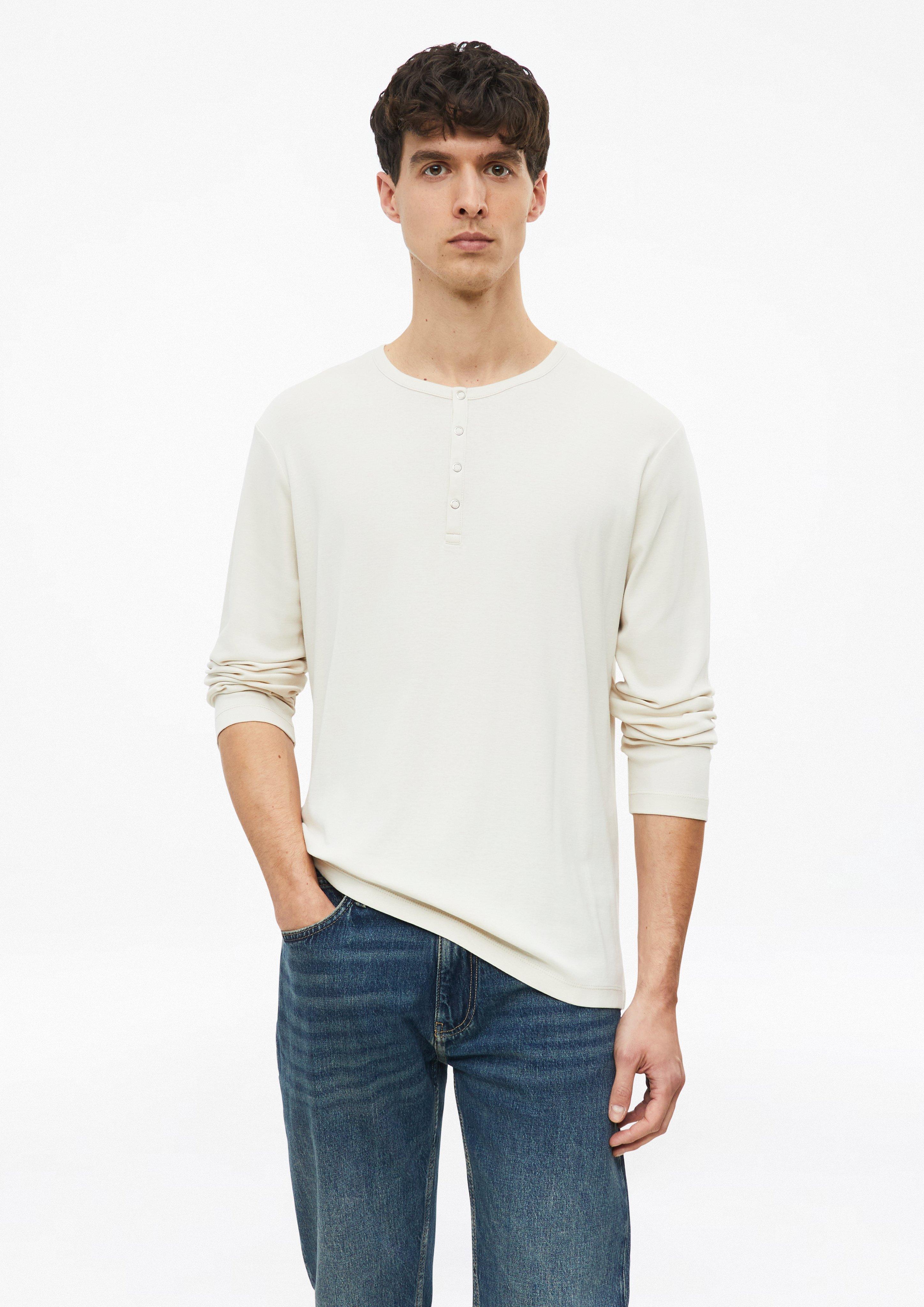 T-shirt Henley à manches longues en coton doux en crème de s.Oliver