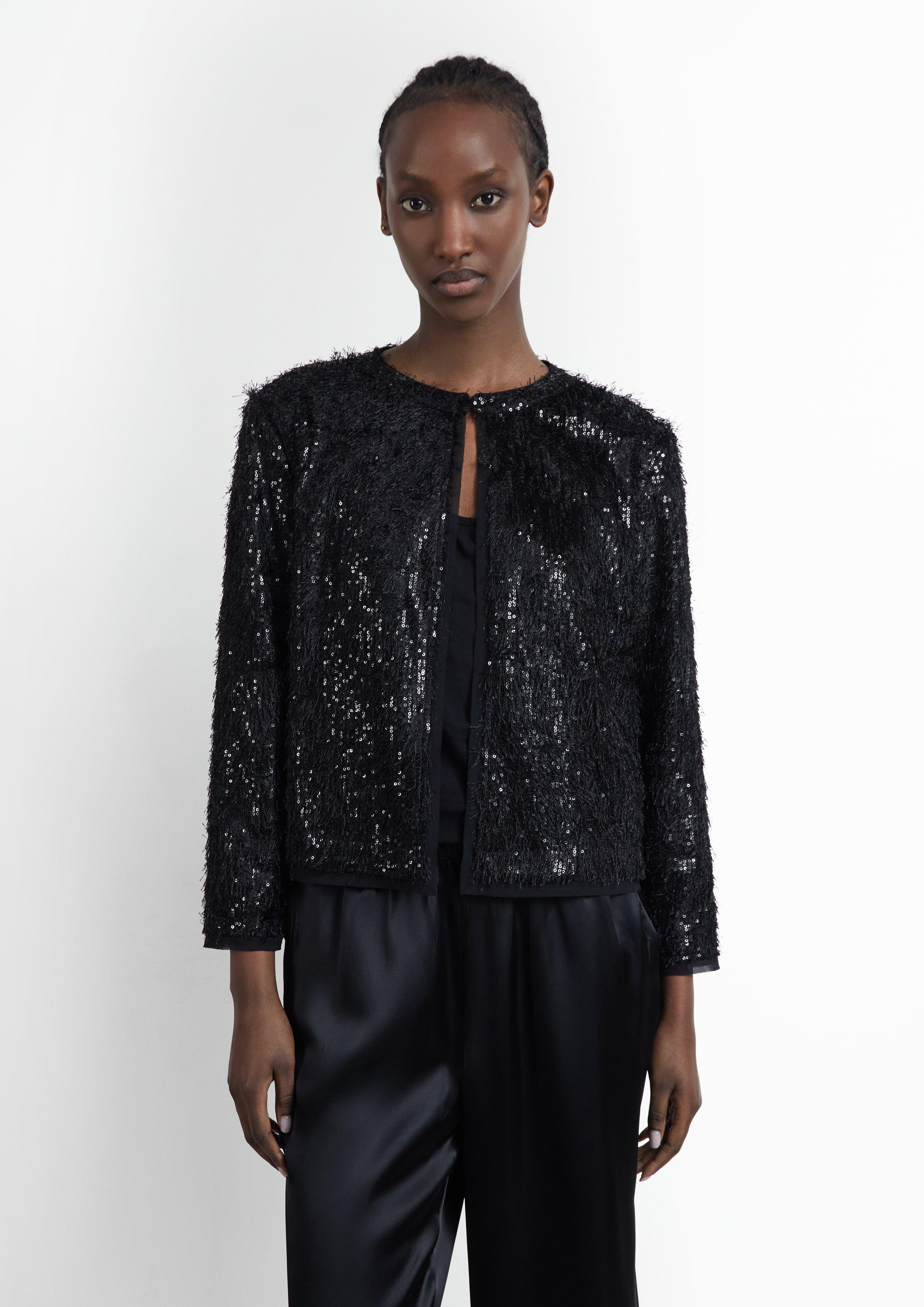 Indoor-Jacke mit Pailletten, voll gefüttert in Farbe schwarz von COMMA