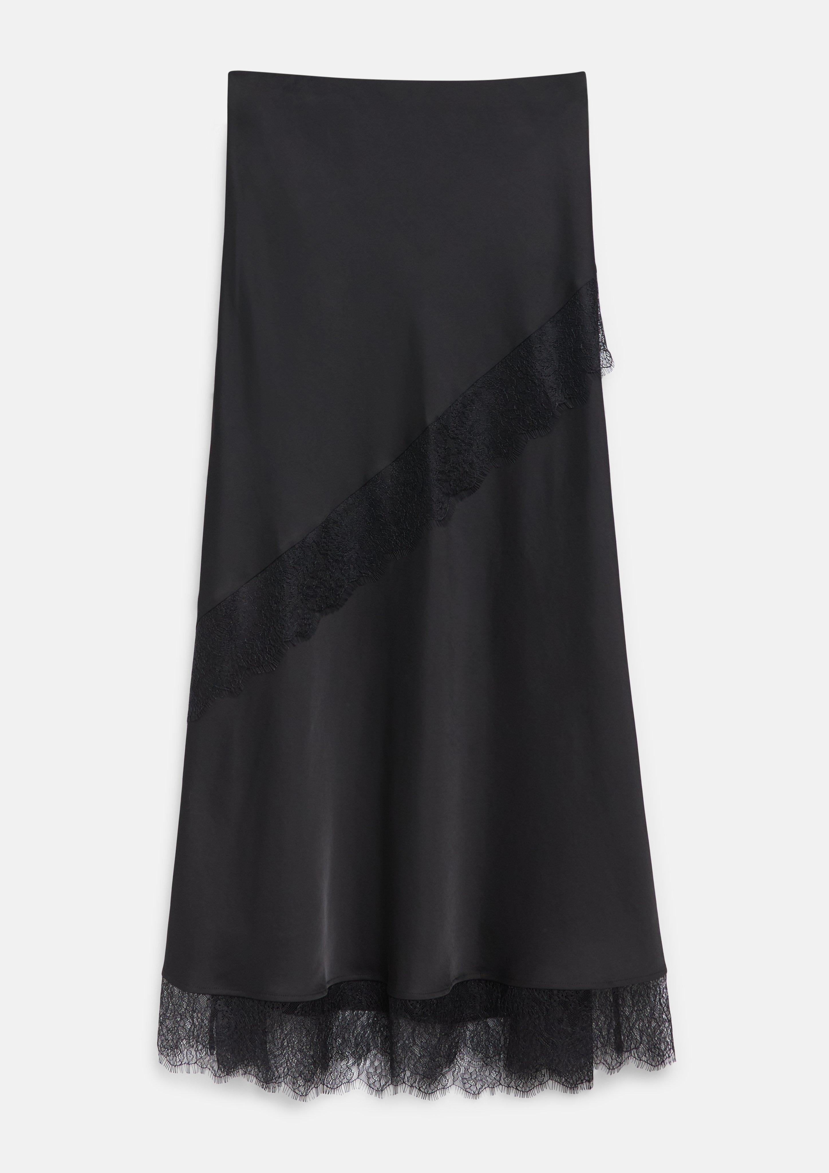 Damen Maxirock mit Spitze und Elastikbund in schwarz von COMMA