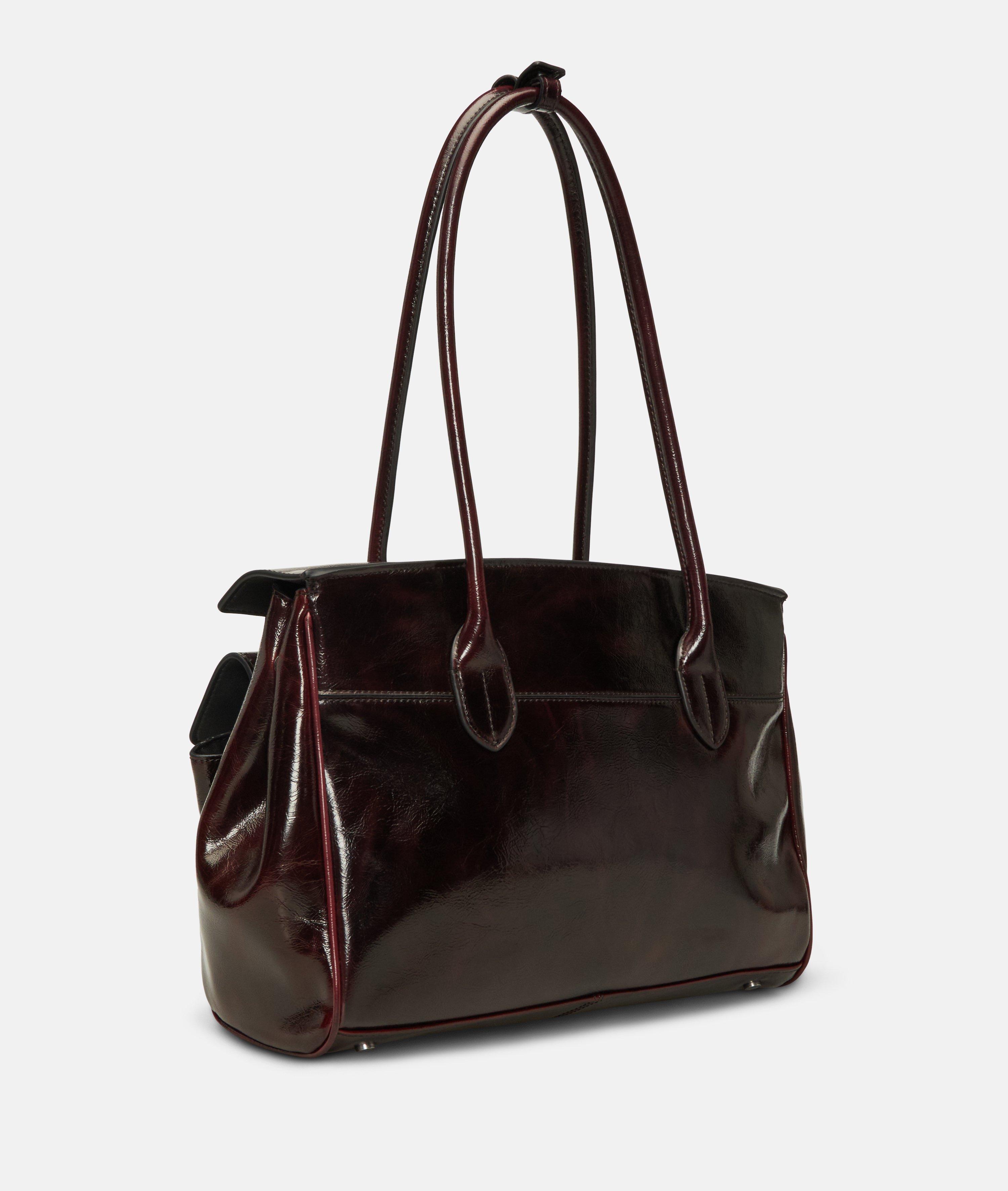Satchel in red, olive & brown
