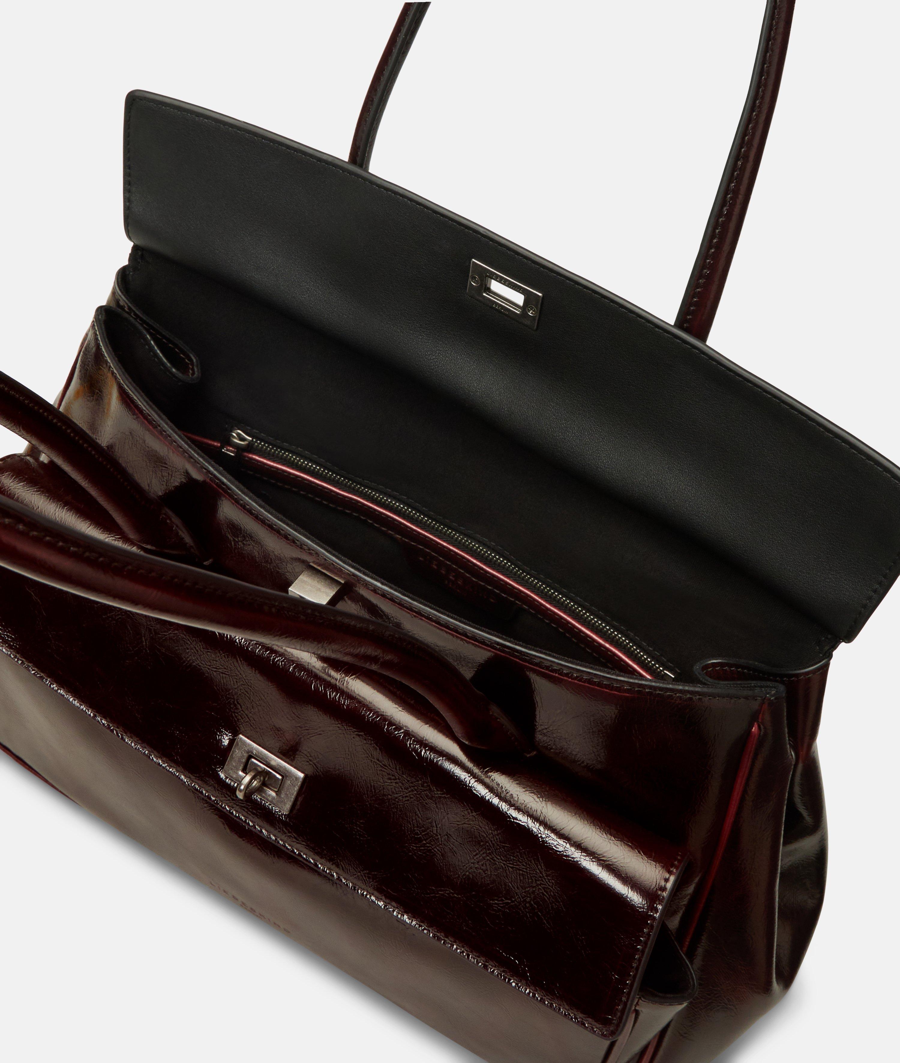 Satchel in red, olive & brown