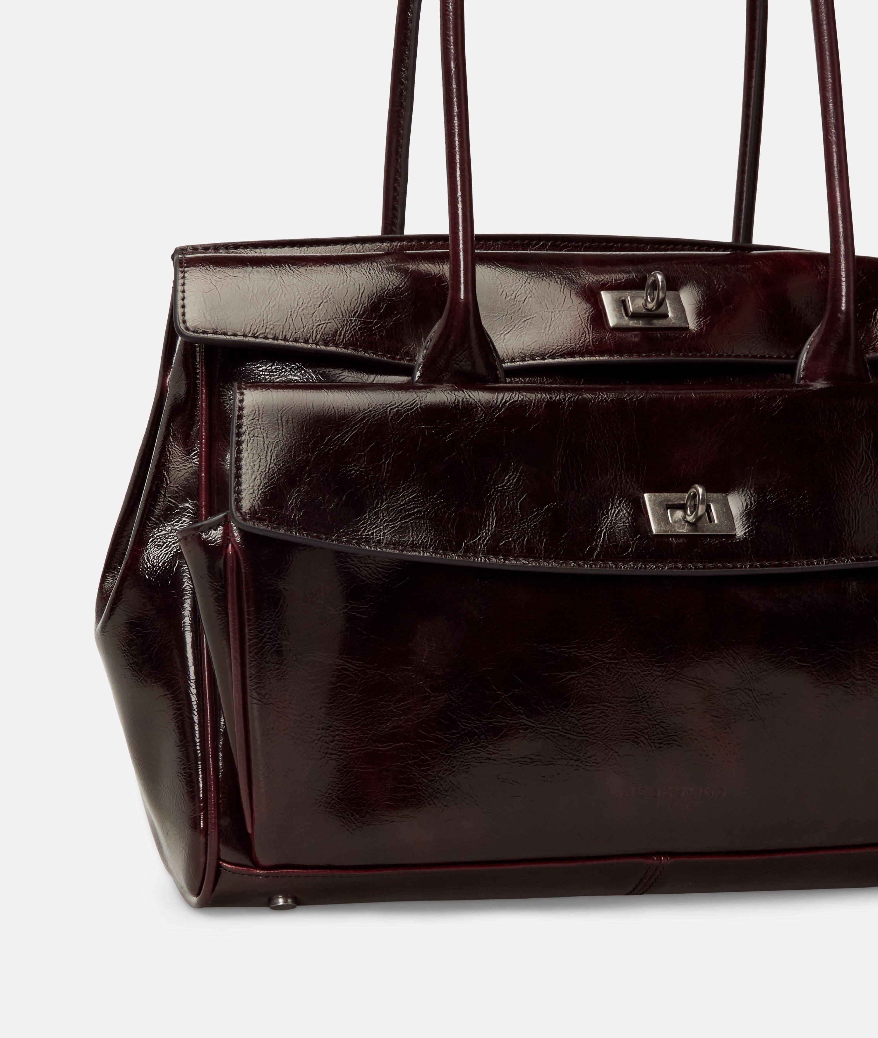 Satchel in red, olive & brown