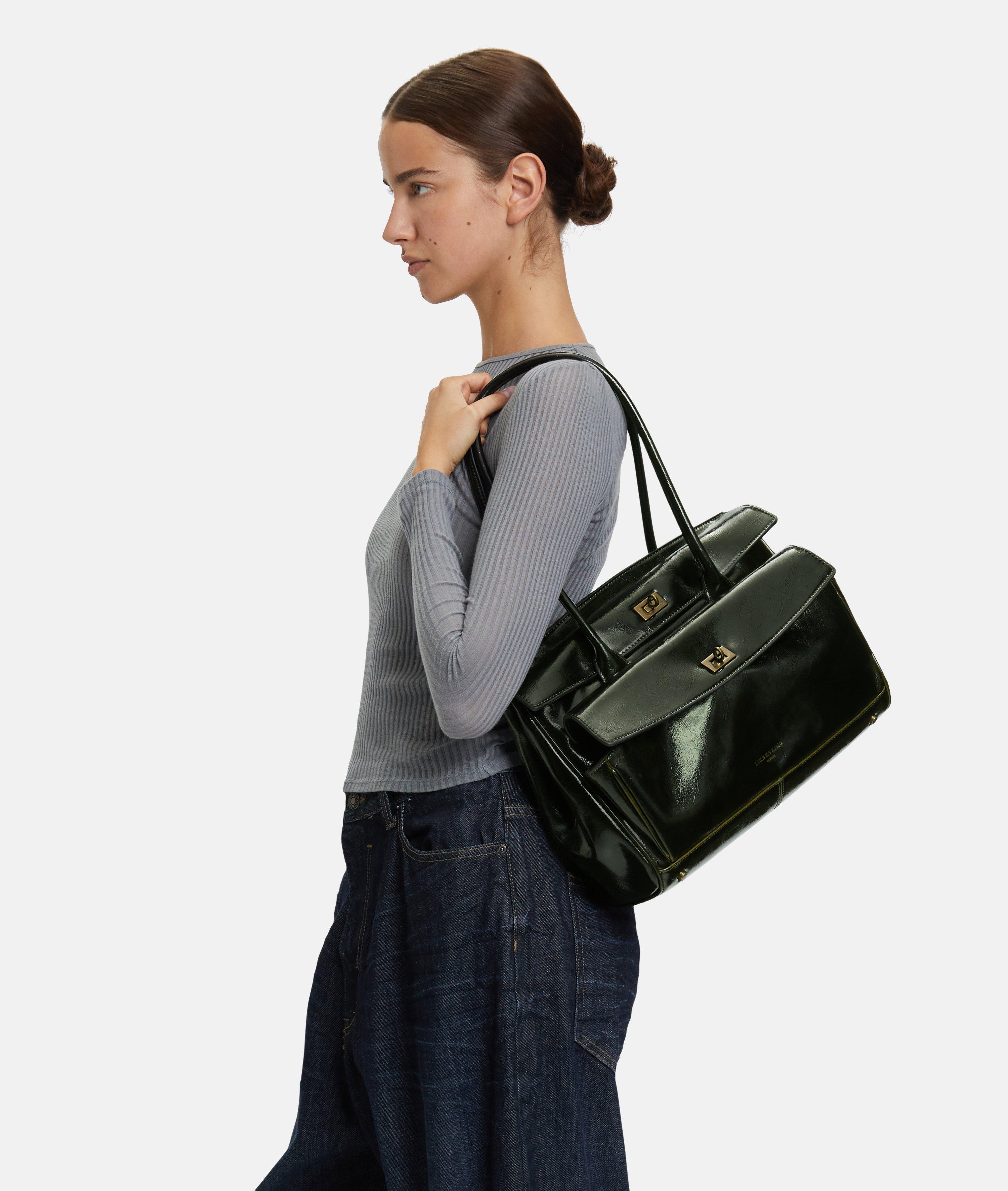 Archive Gloria II Satchel L in olive, rot & braun
