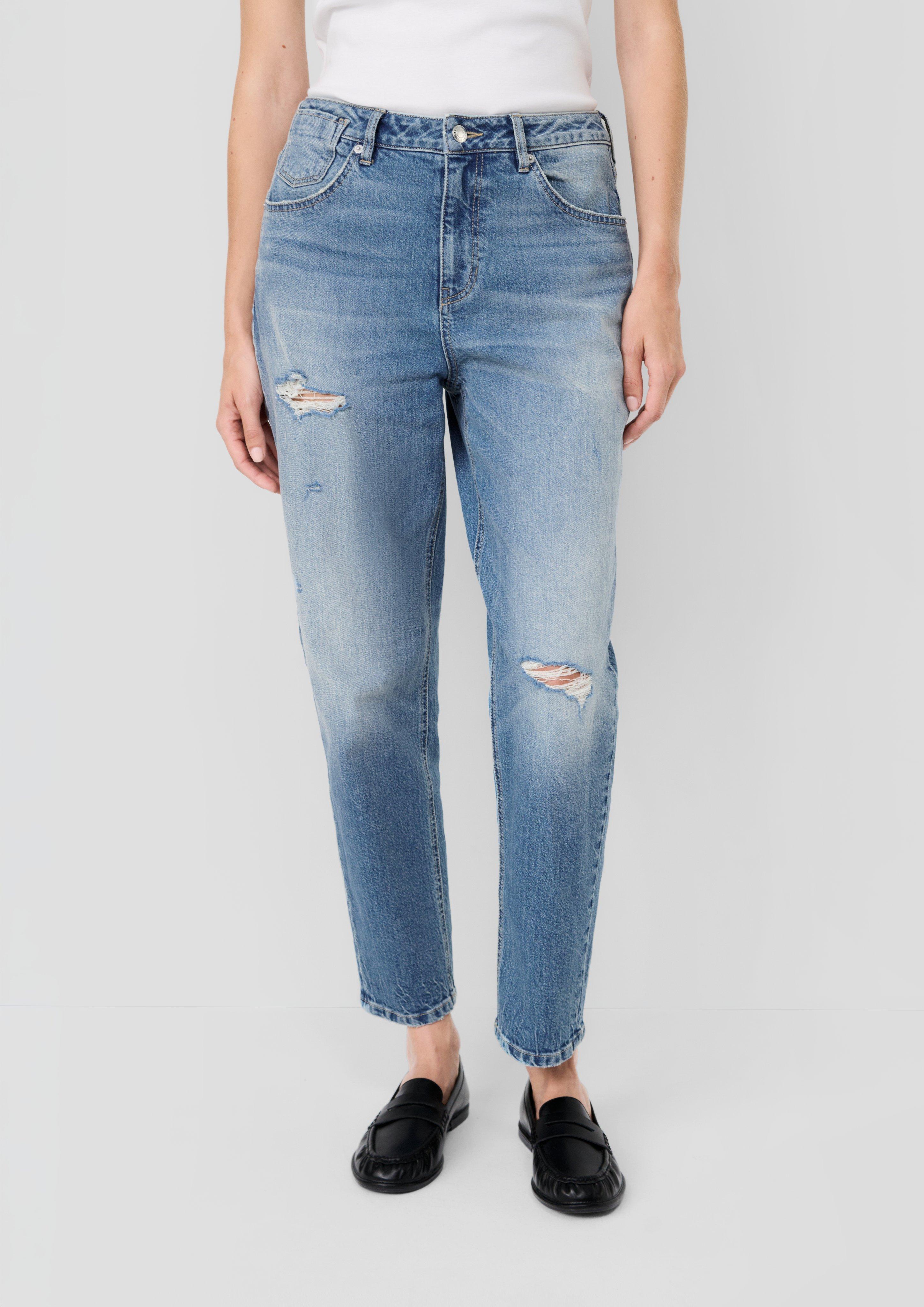 Femmes s.Oliver x Heidi Klum : jean / Mom Fit / à effets destroy en bleu de s.Oliver