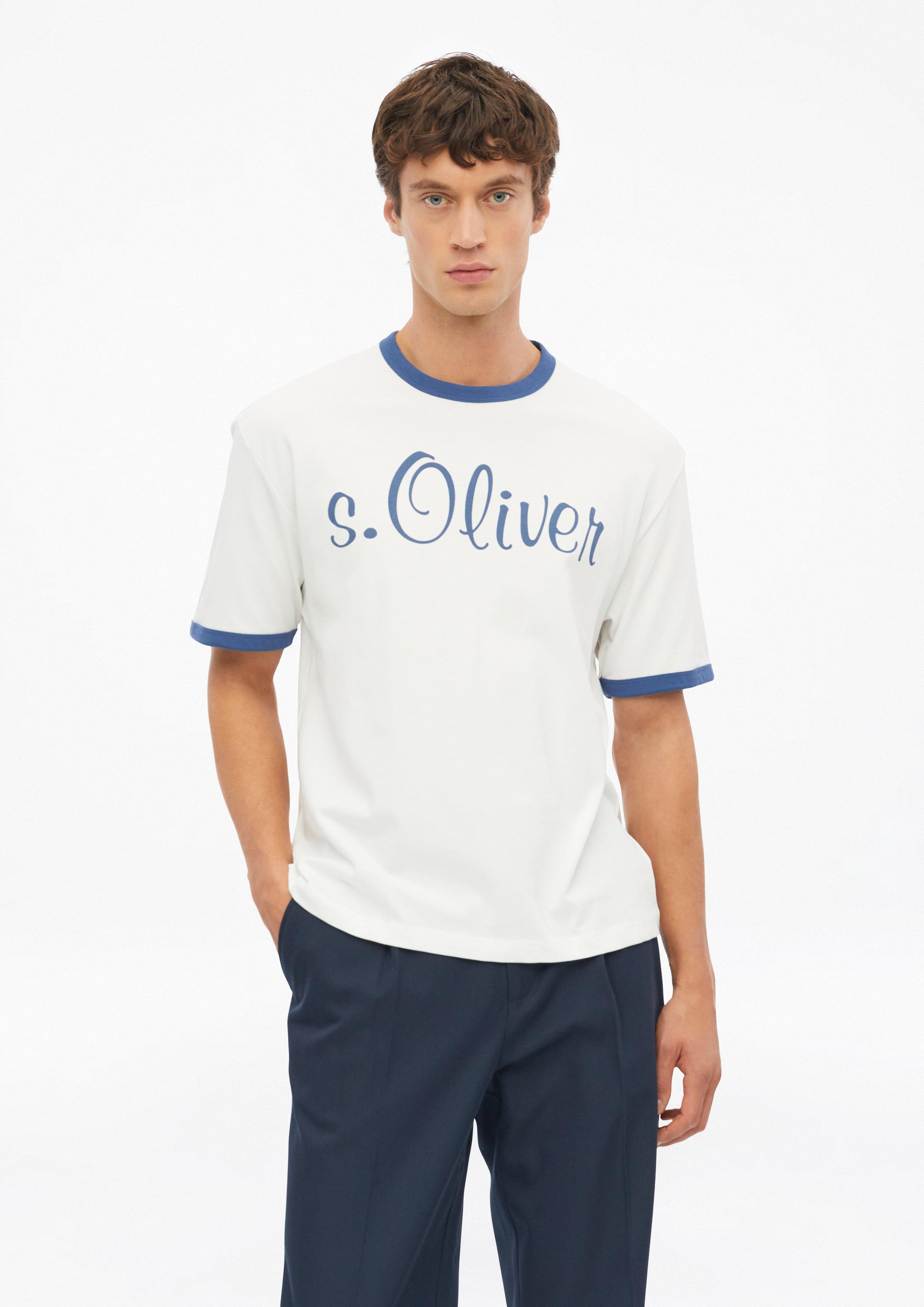 Modern Fit T-Shirt mit Logo in Farbe blau von s.Oliver