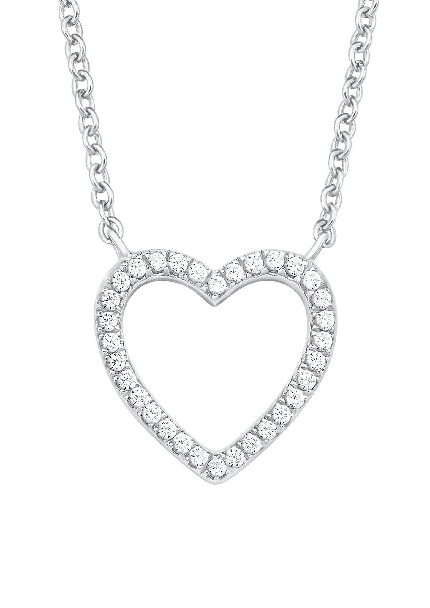 Silberne Halskette Herz mit Zirkonia - silber