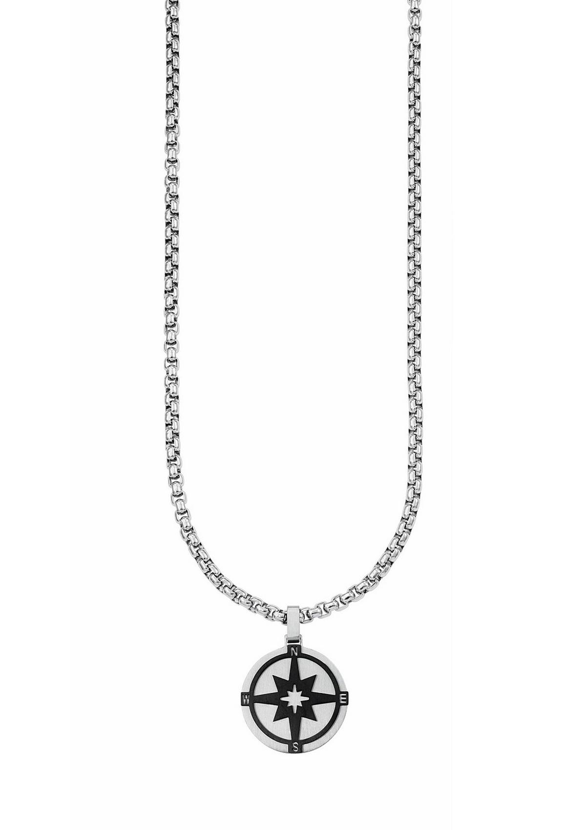 Kompass Edelstahl-Halskette - silber