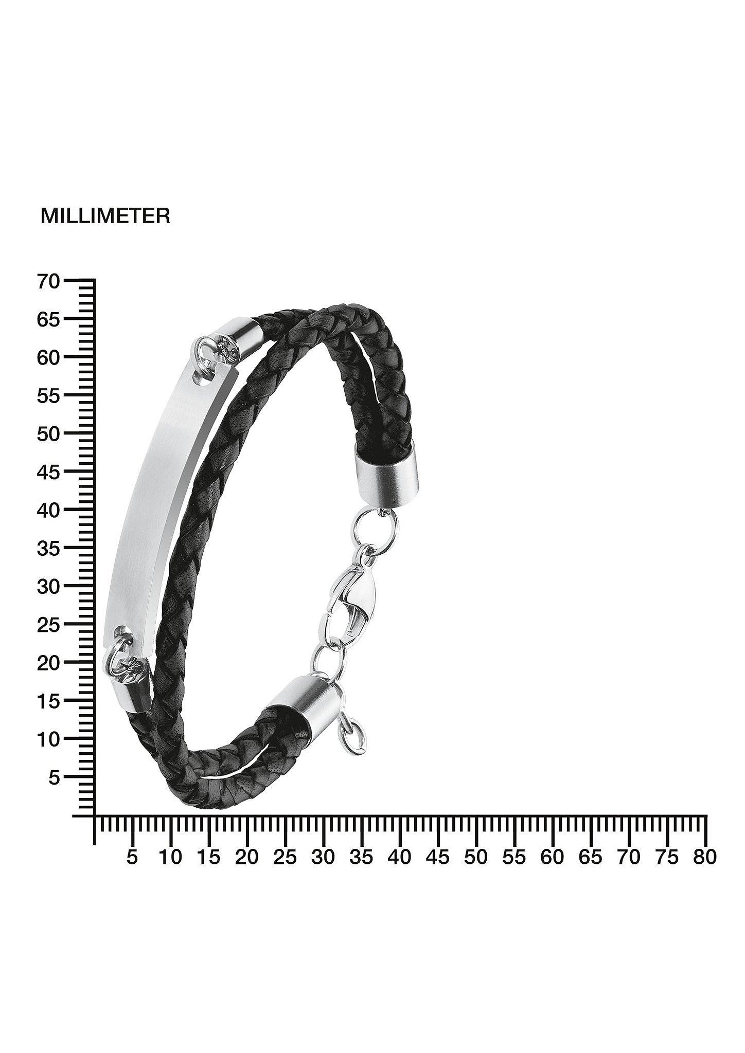 s.Oliver ID-Armband aus Leder mit Edelstahl