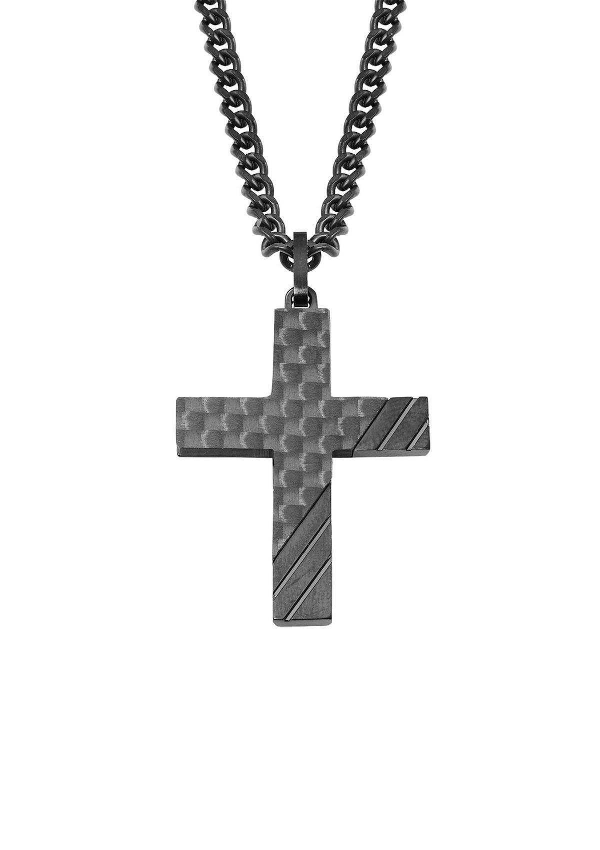 Halskette mit Kreuz-Anhänger - silber