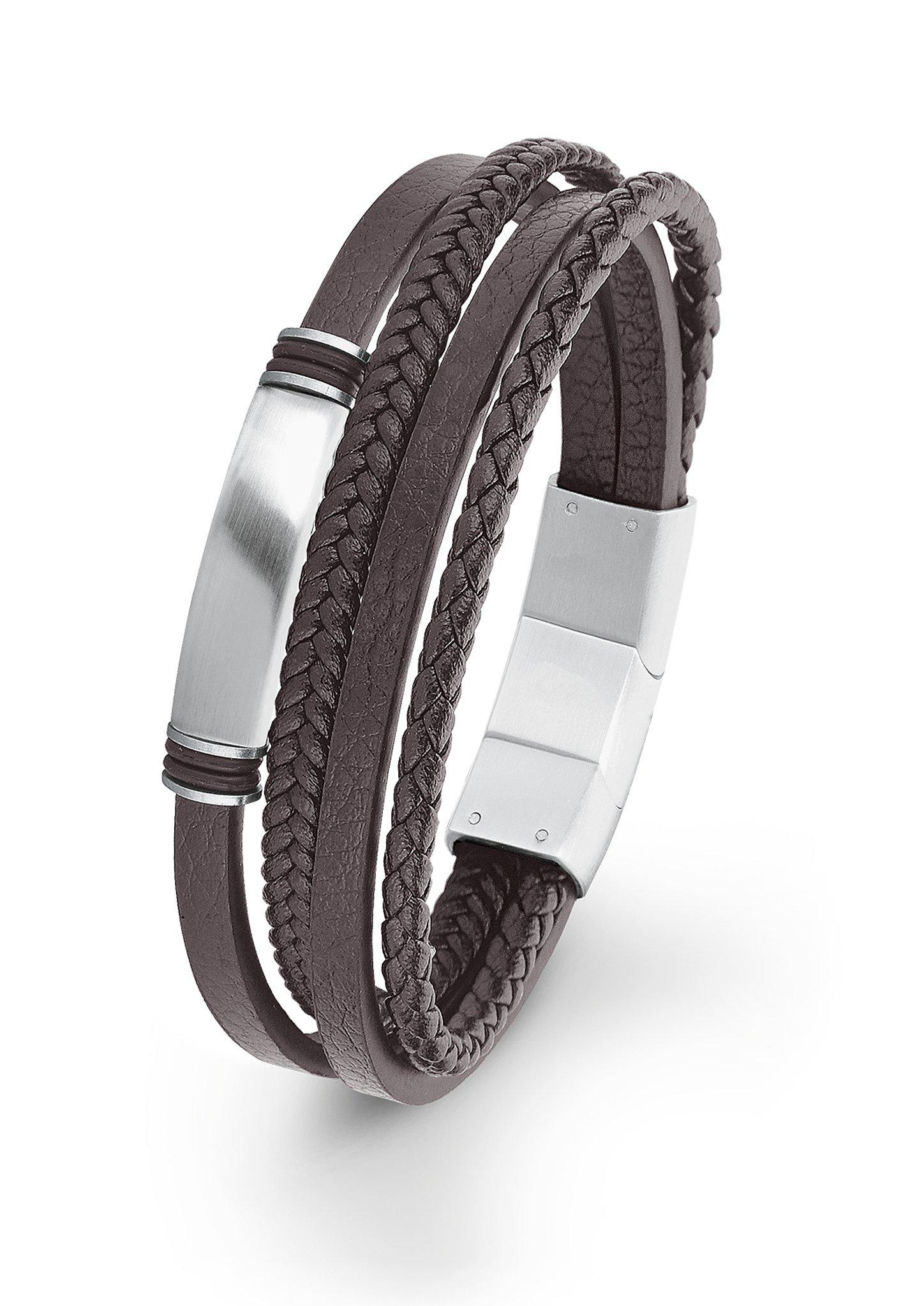 S.Oliver Lederarmband mit Edelstahl