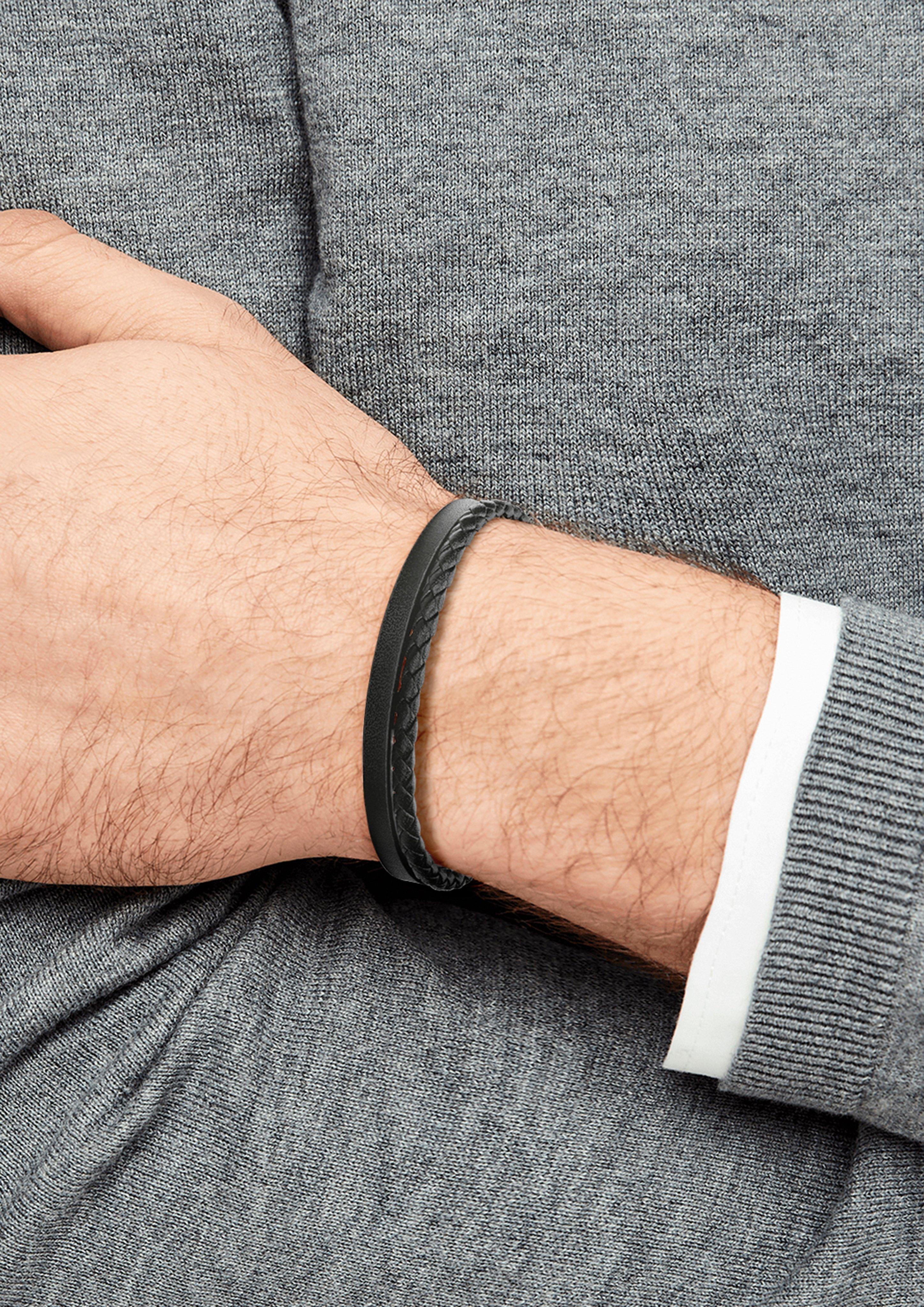 s.Oliver Lederarmband mit Edelstahl