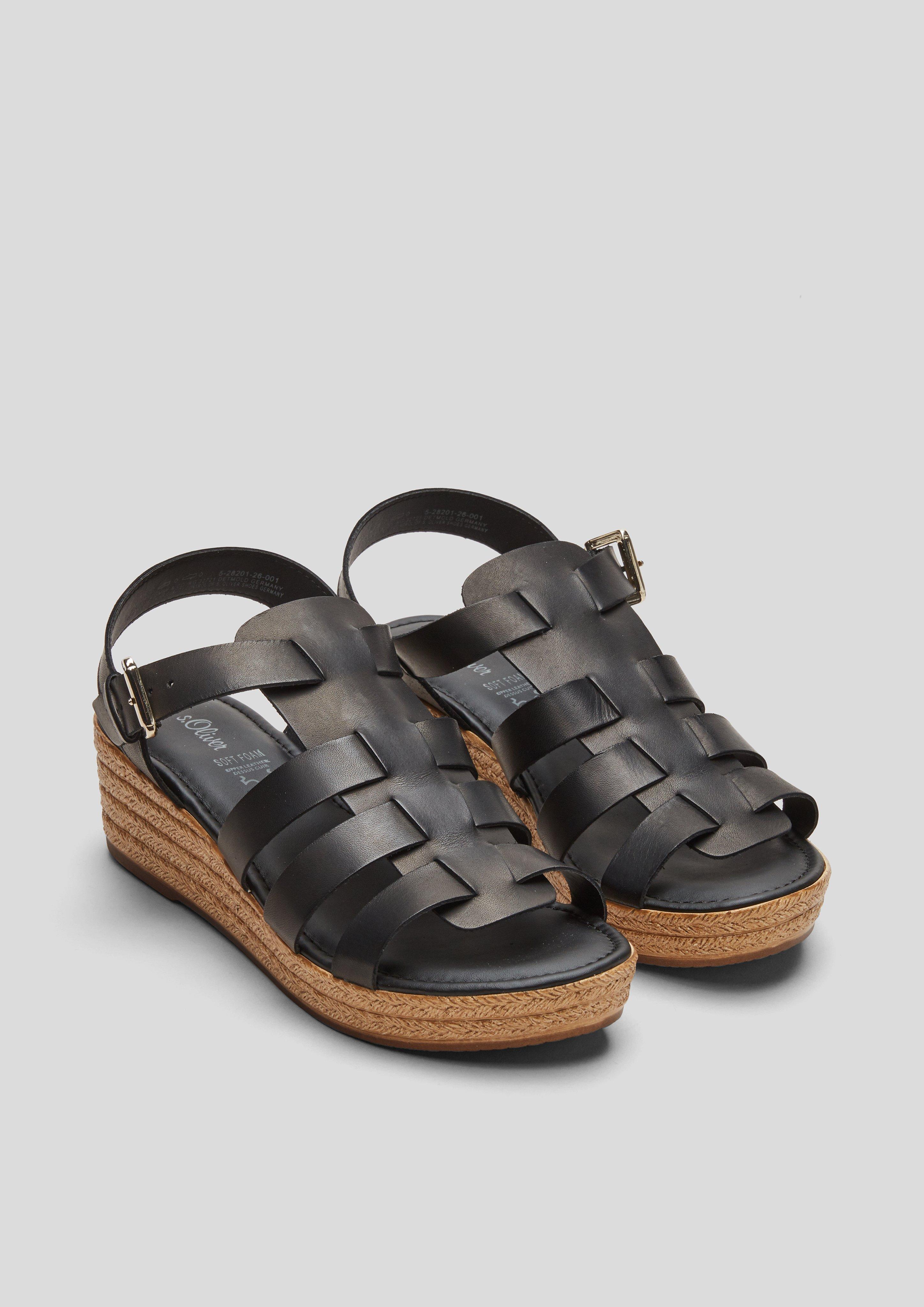 S.Oliver Leder-Sandalen mit Keilabsatz