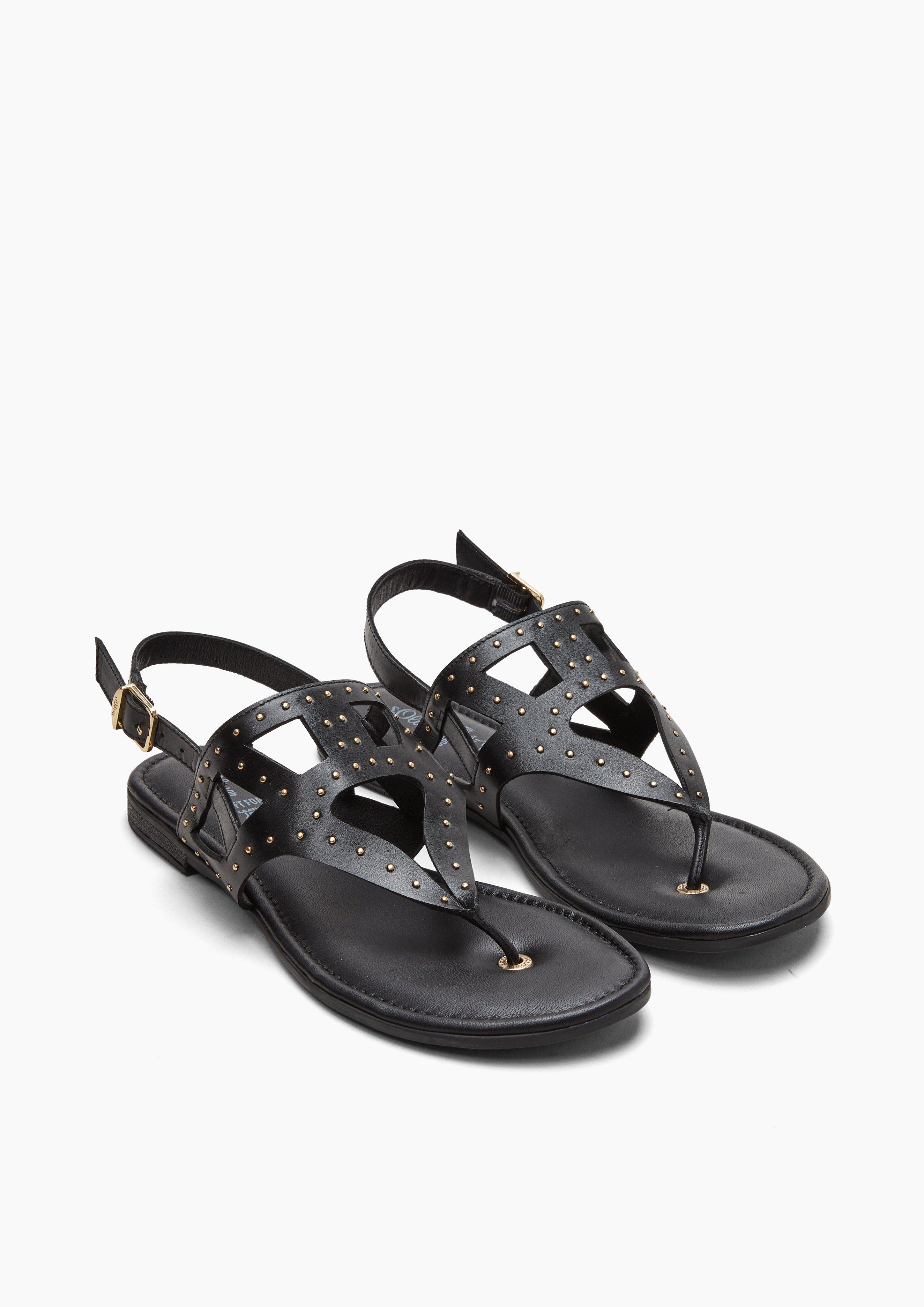 S.Oliver Leder-Sandalen mit Nieten-Besatz