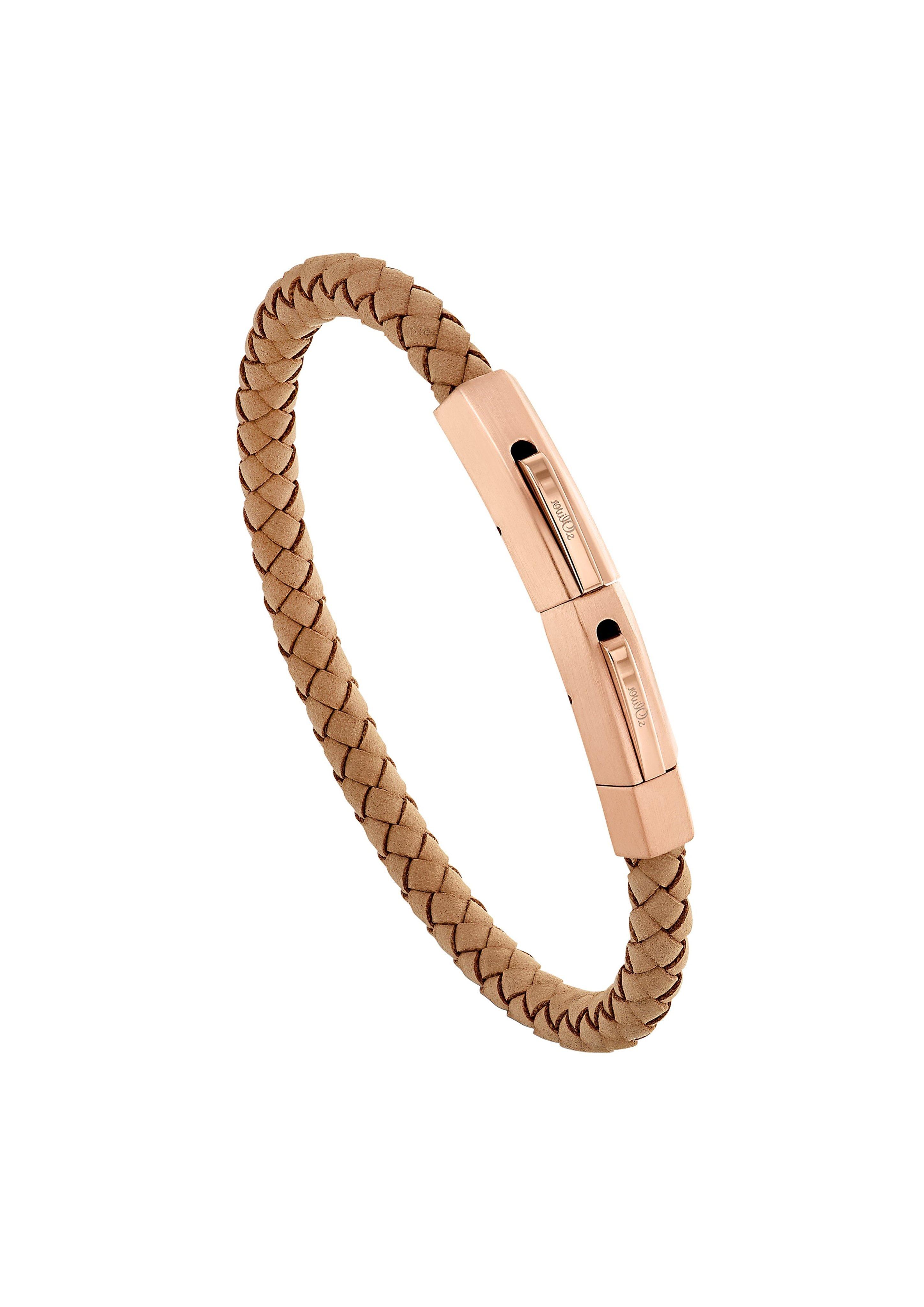 s.Oliver Flechtarmband aus Leder und Edelstahl